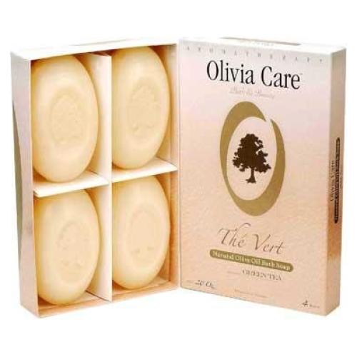 Jabón Natural de Aceite de Oliva Olivia Care, Té Verde, 4x142g