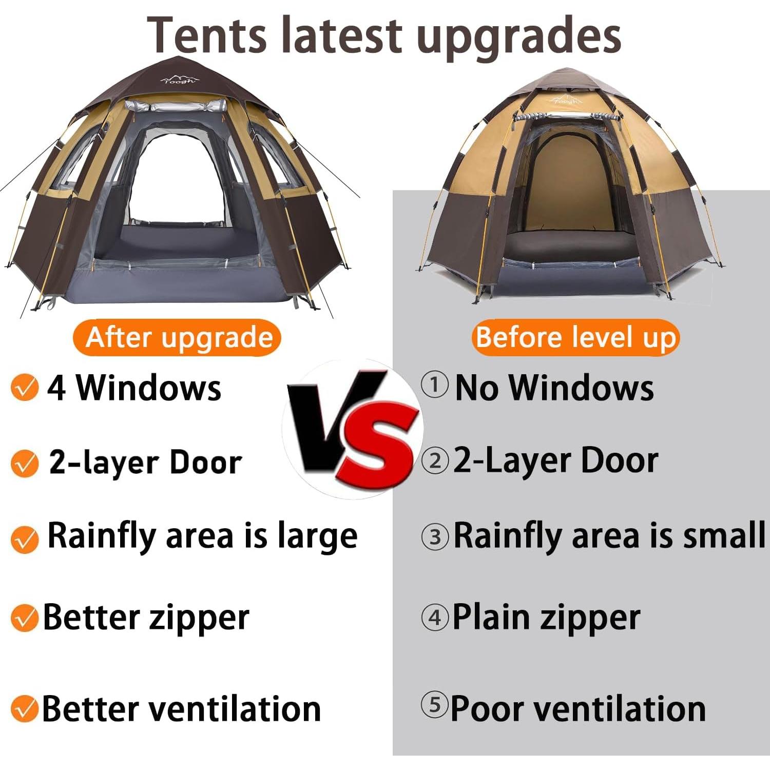 Carpa de Camping Toogh Hexagonal 2-3 Personas Impermeable