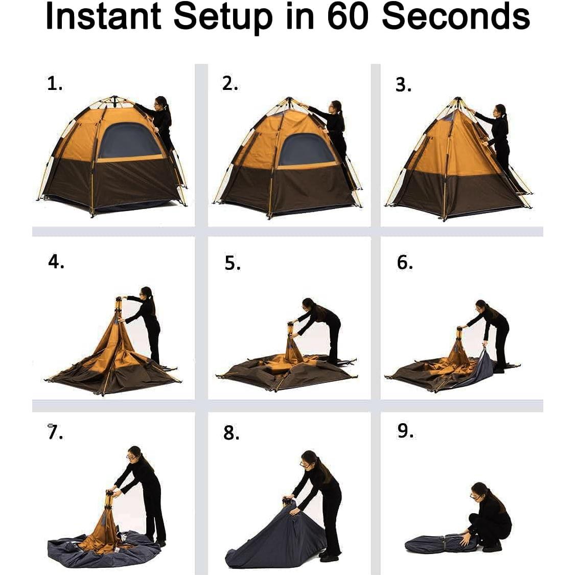 Carpa de Camping Toogh Hexagonal 2-3 Personas Impermeable