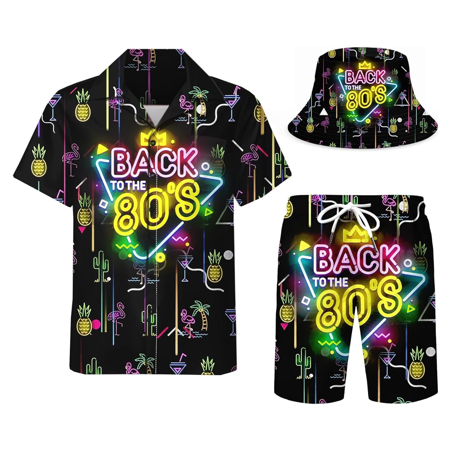 DOOPCCOR Traje Deportivo 3 Piezas Hombre Camisa Hawaiana