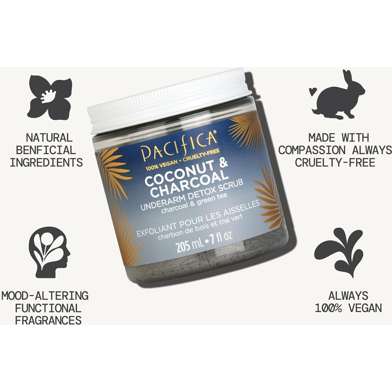 Exfoliante Detox para Axilas Pacifica - Coco y Carbón 207 ml