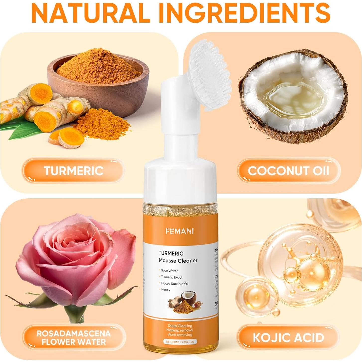 Jabón Facial Espumoso Femani de Cúrcuma 100 ml x2 - Limpieza Profunda