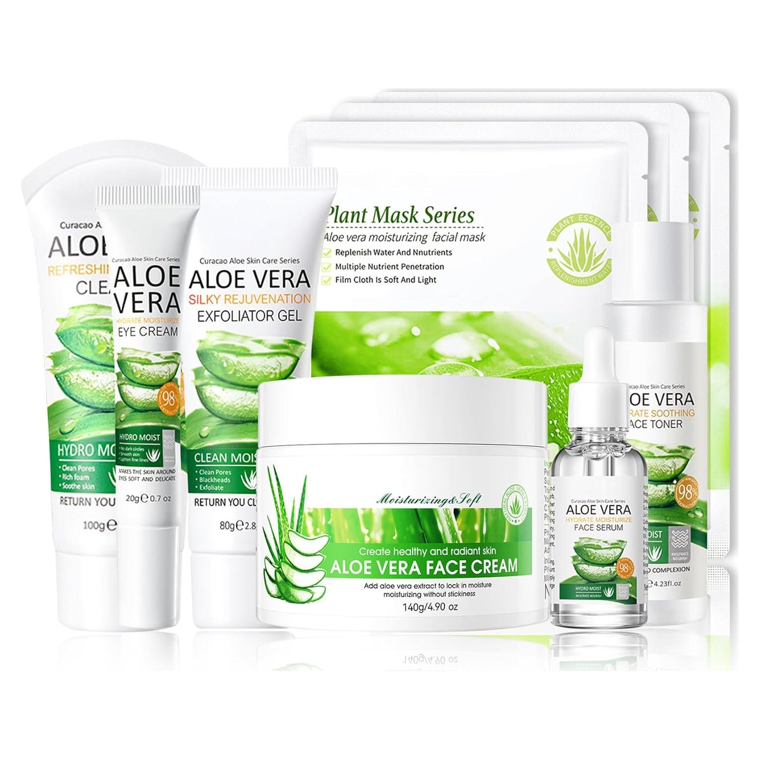 Juego de Cuidado Facial Aloe Vera XMXueMei 9 Piezas Hidratante