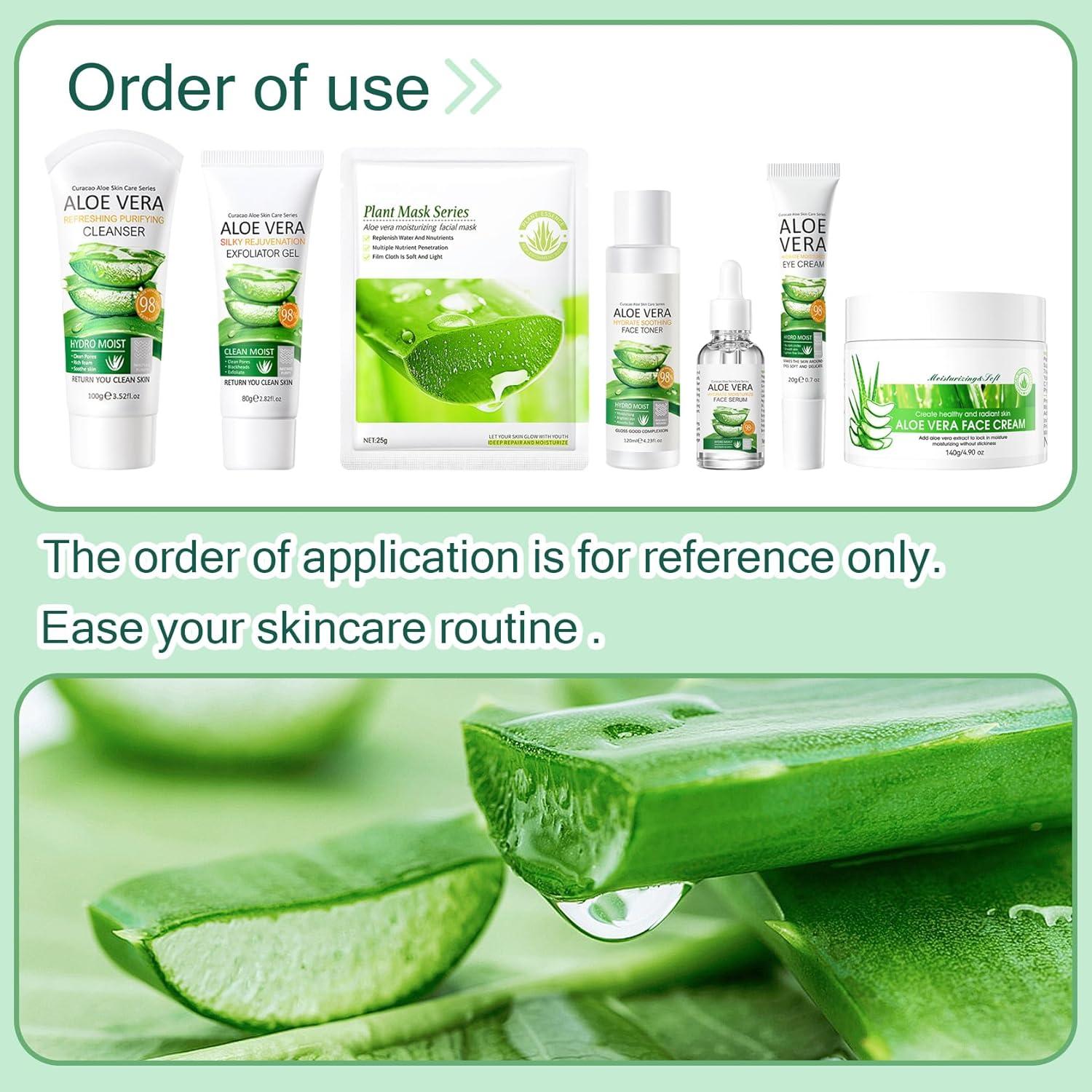 Juego de Cuidado Facial Aloe Vera XMXueMei 9 Piezas Hidratante