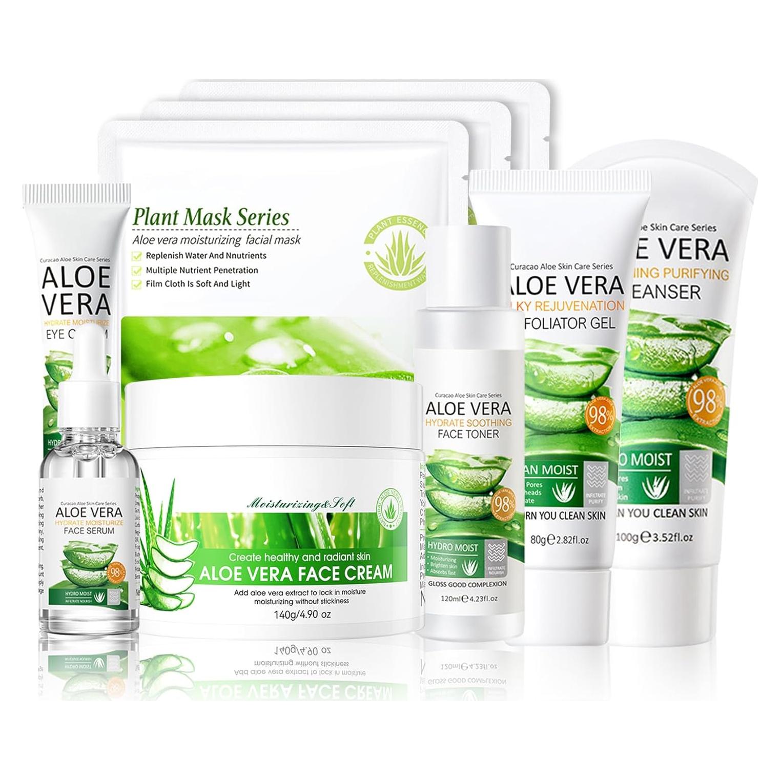 Kit de Cuidado de Piel Aloe Vera DWDiWen 9 Piezas Hidratante
