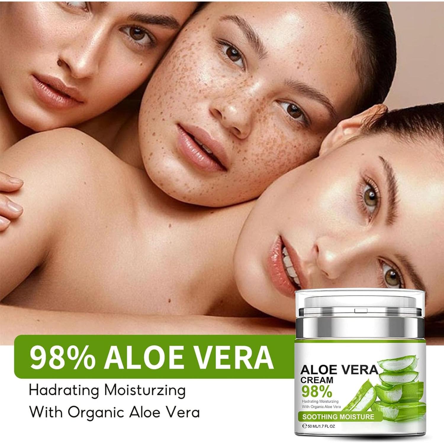 Crema Facial Hidratante Aloe Vera 98% WHHWM 50ml Antienvejecimiento