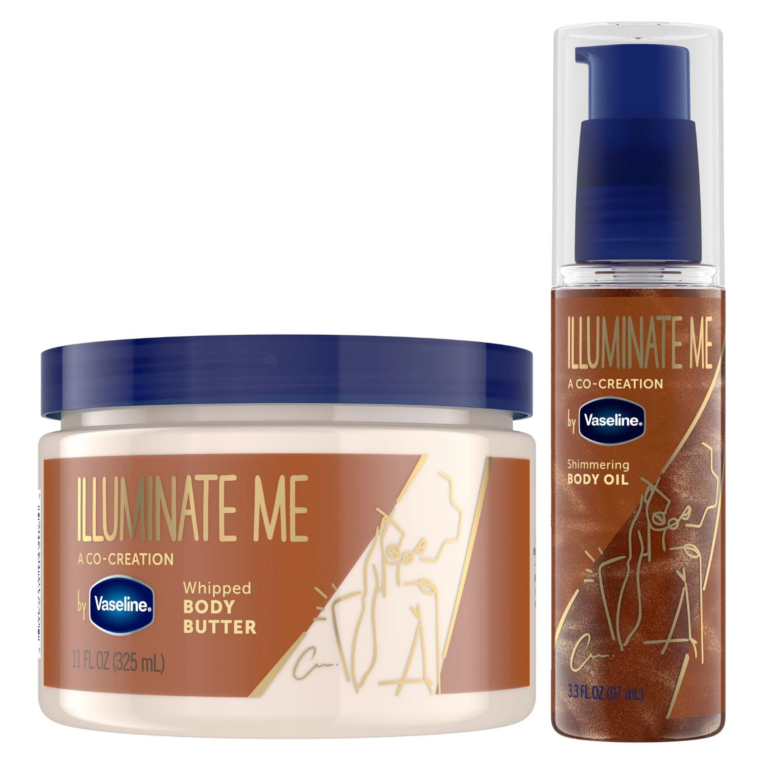 Manteca Corporal Vaseline Illuminate Me + Aceite Bronceador 2 Pzas