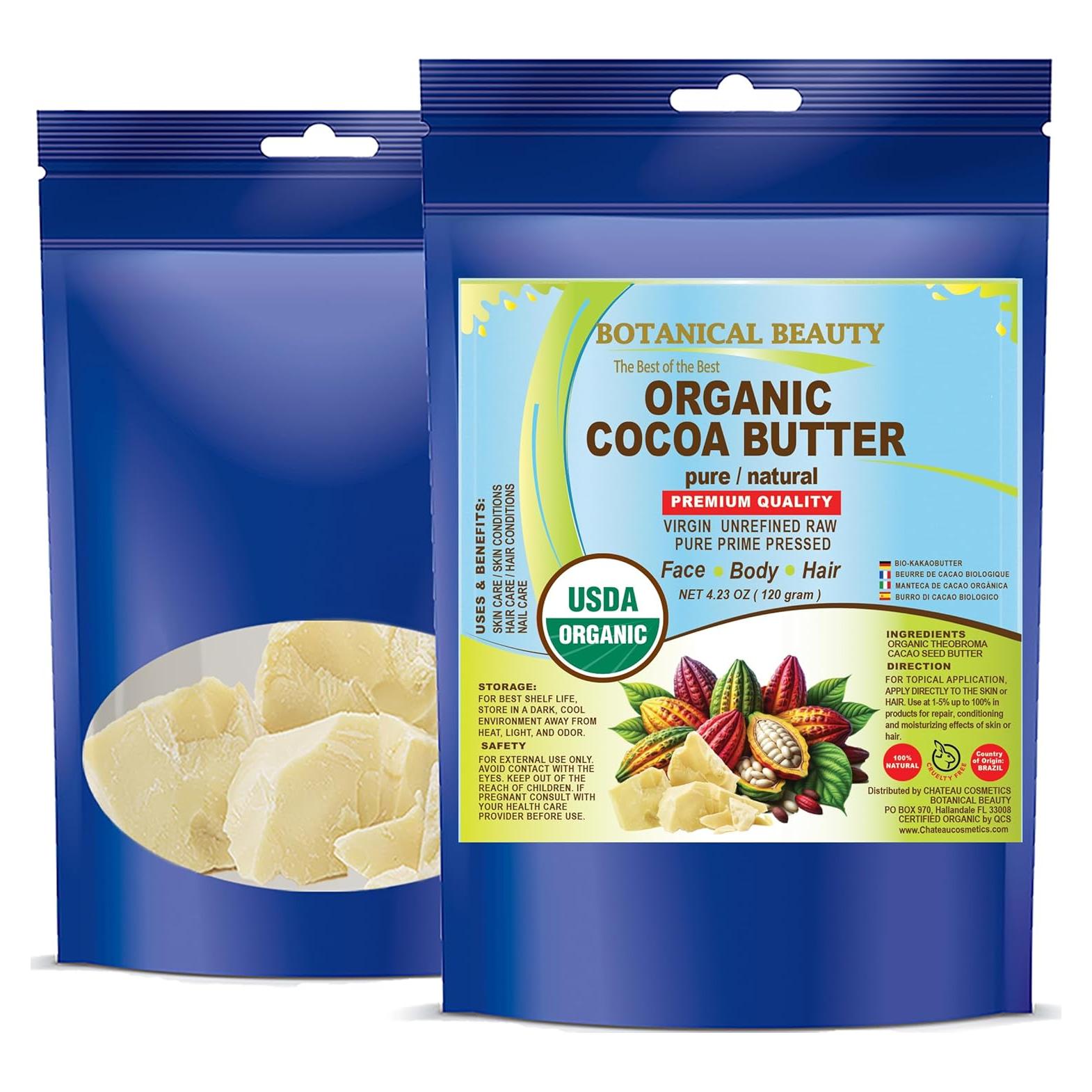 Manteca de Cacao Orgánica 100% Pura Belleza Botánica 120g