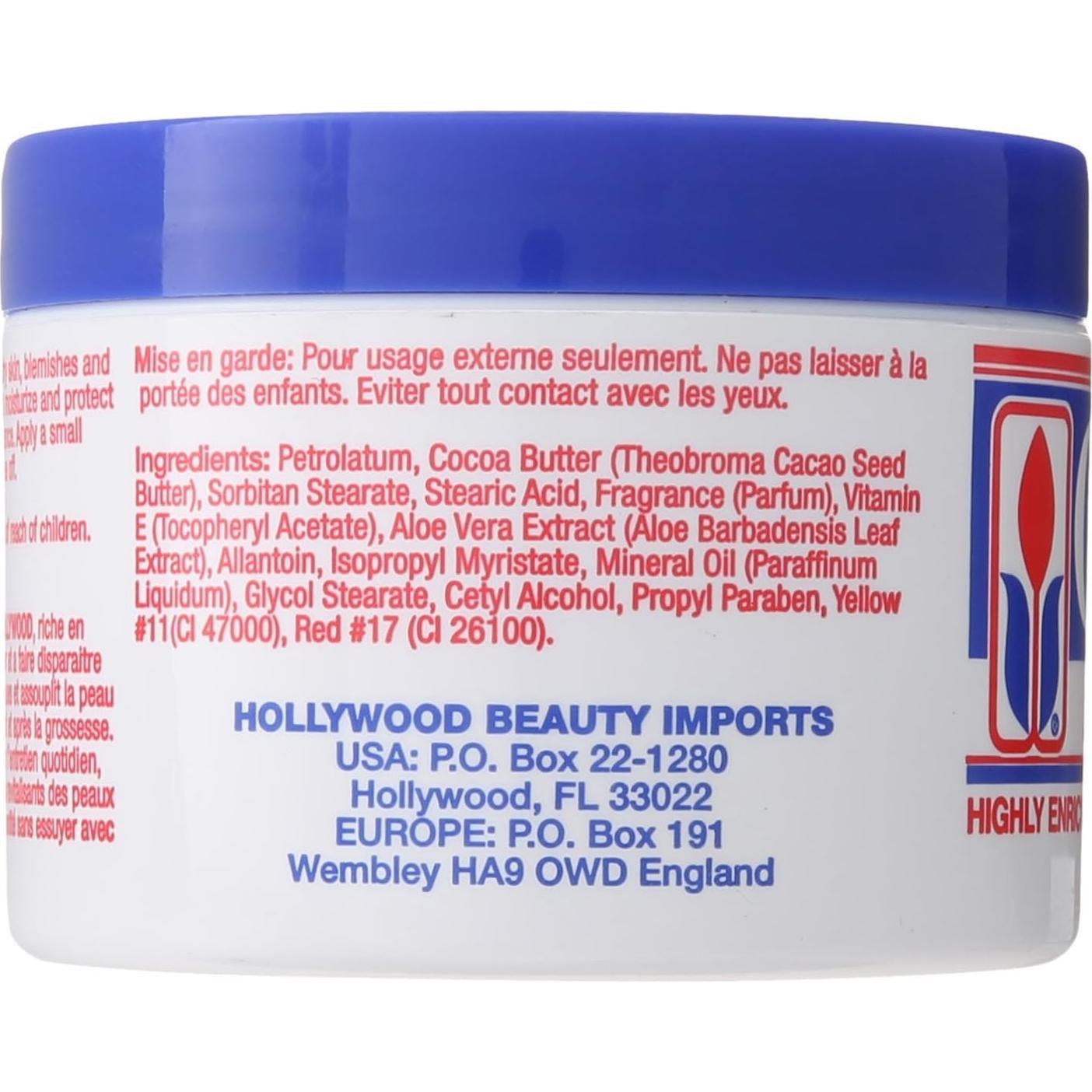 Crema hidratante de manteca de cacao Hollywood Beauty 212 g