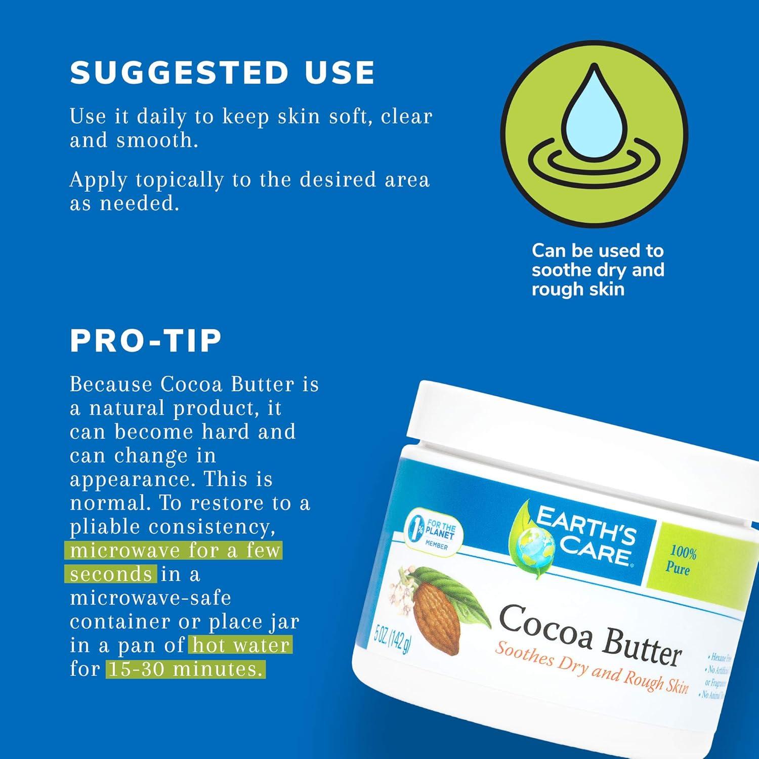 Manteca de Cacao Pura Earth's Care 142 g - Hidratante Natural