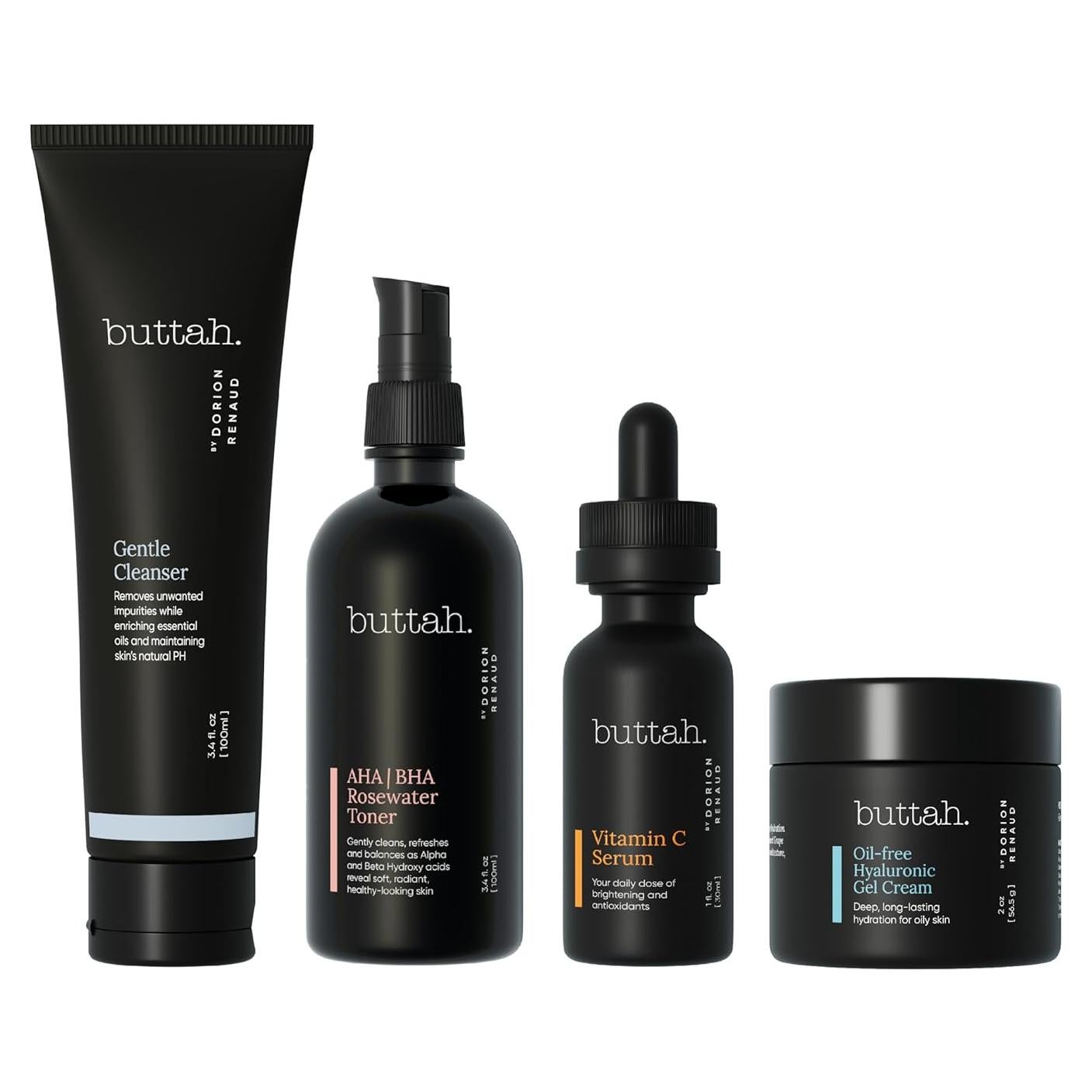 Kit de Cuidado de Piel Buttah Skin - Hidratante, Limpiador y Suero