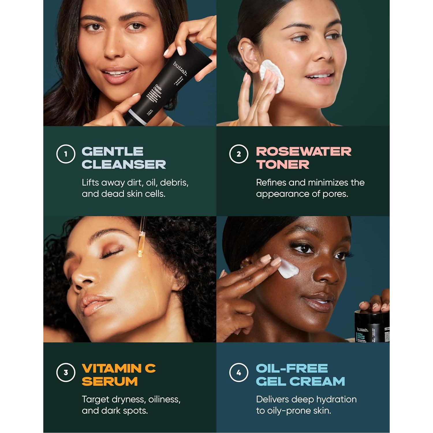 Kit de Cuidado de Piel Buttah Skin - Hidratante, Limpiador y Suero