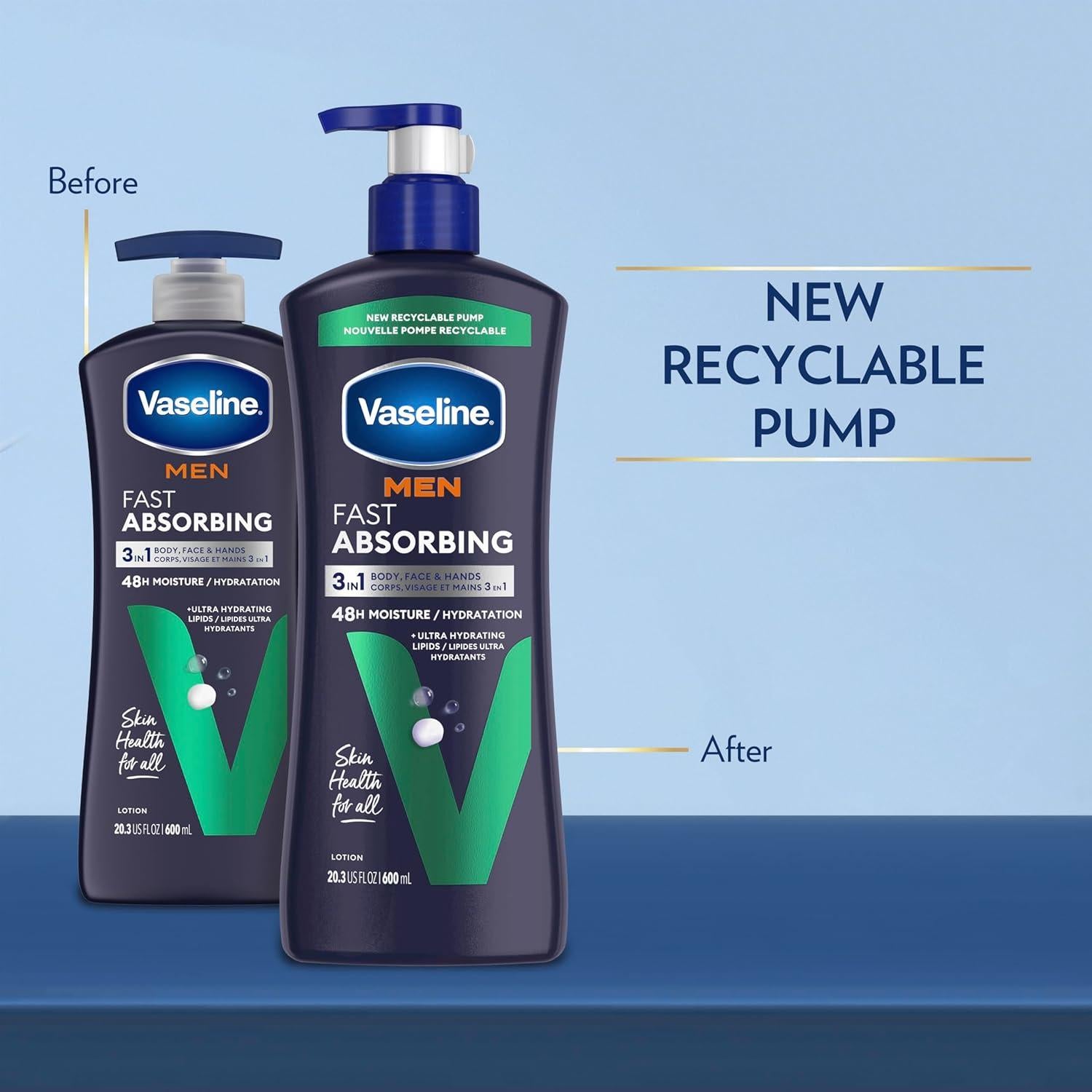 Loción Hidratante para Hombres Vaseline 573.5 ml - Paquete de 3