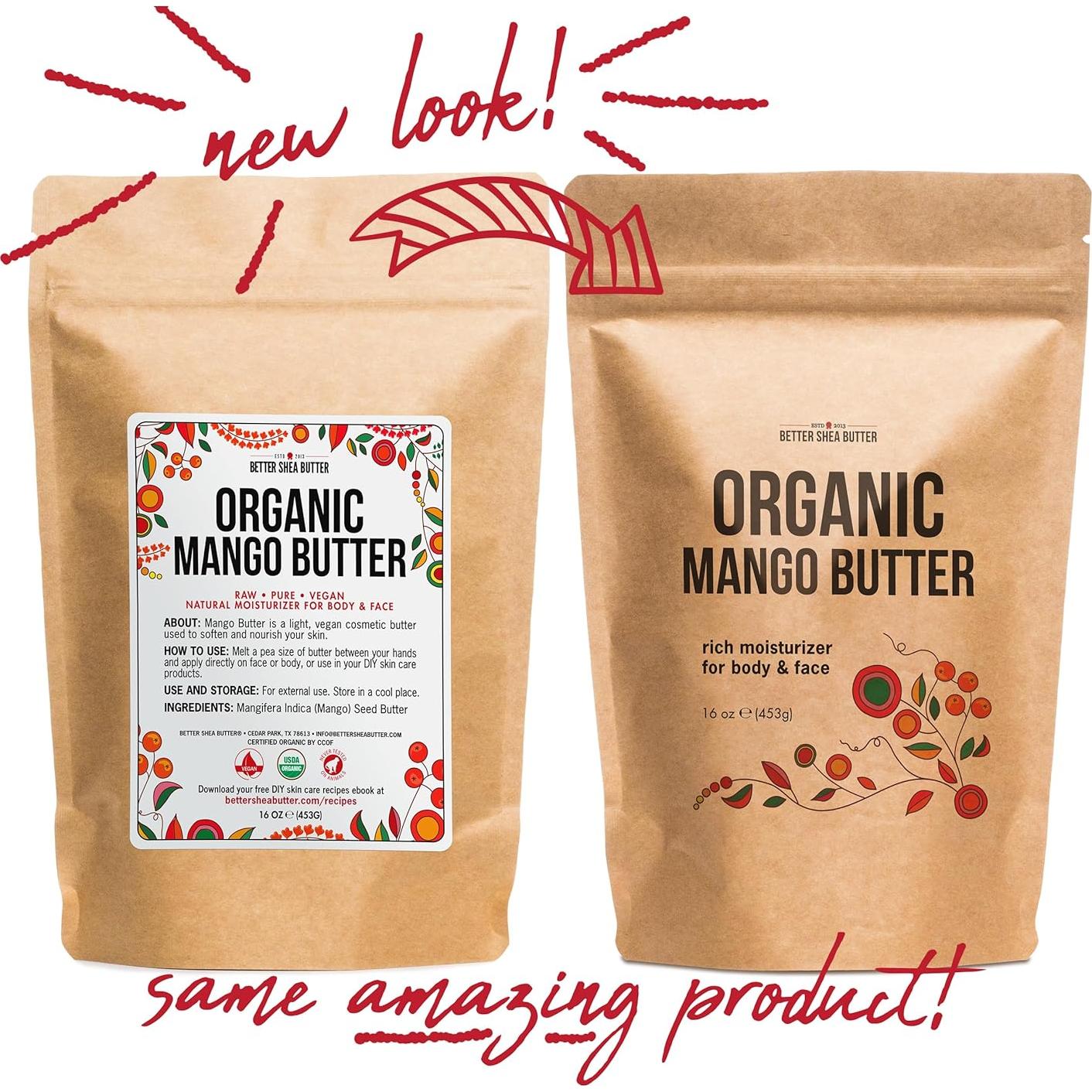 Manteca de Mango Orgánica 454g - Cruda y Sin Refinar para Piel y Cabello