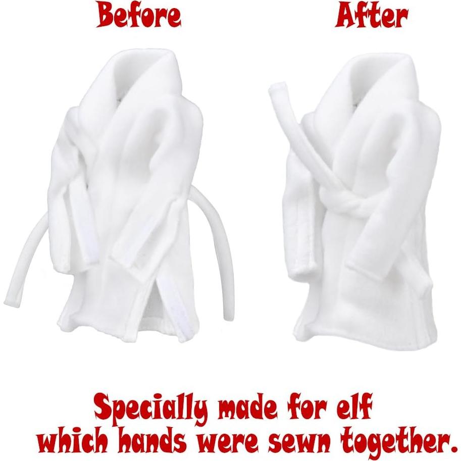 Bata de Navidad E-TING para Muñeca Elfo Blanca 20x12cm