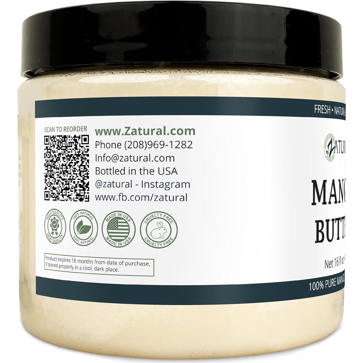 Mantequilla de Mango Zatural 100% Pura Prensada en Frío 480g