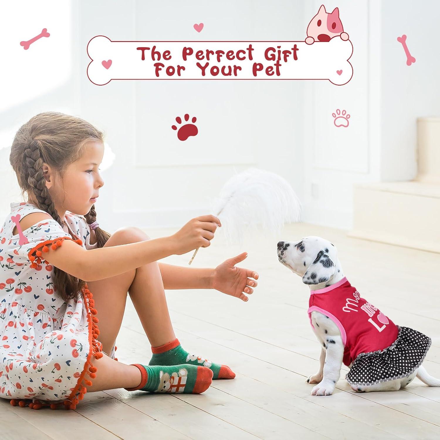 6 Pack Girl Dog Clothes Pet Dress Shirt Female Cute Dog Sundress Puppy Summer Apparel Clothes Outfits with Ruffles for Pets Cats (Extra Small)