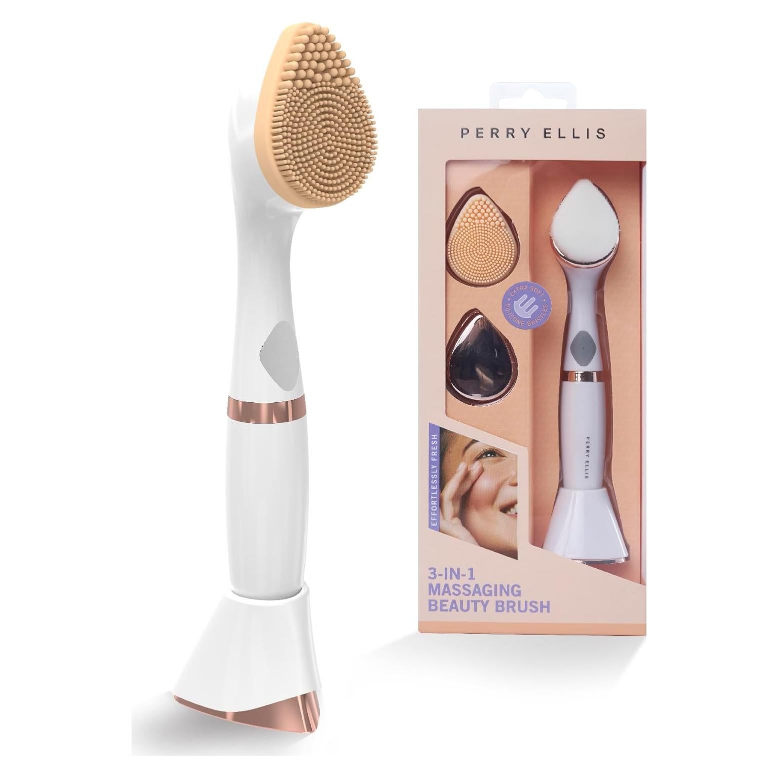 Cepillo de Belleza 3 en 1 Perry Ellis con Masajeador Facial