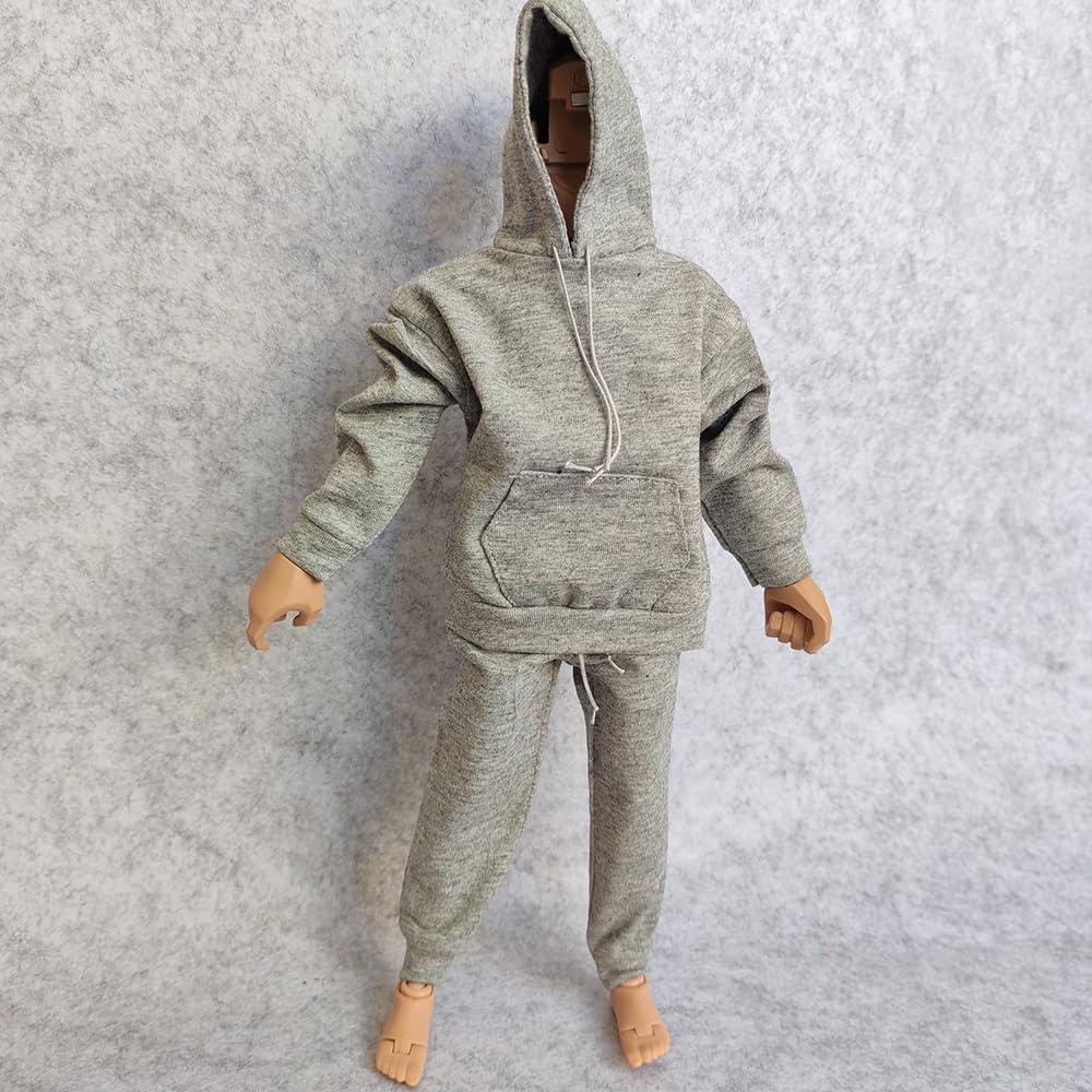 Conjunto Sudadera y Pantalones para Muñeco 1/6 Gris