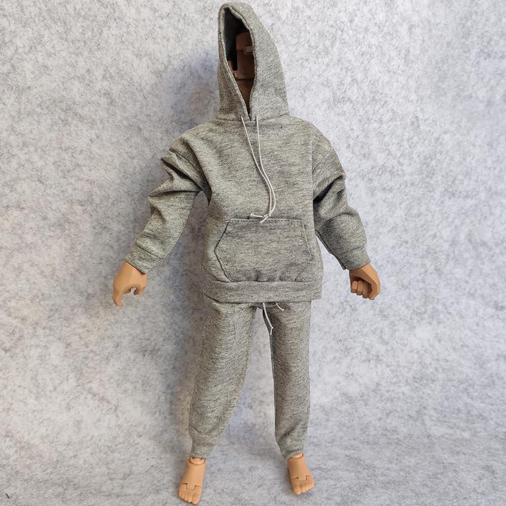 Conjunto Sudadera y Pantalones para Muñeco 1/6 Gris