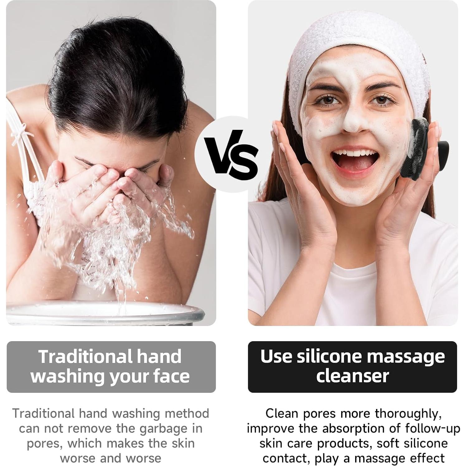 Exfoliador Facial de Silicona SANLESS Negro Portátil Impermeable