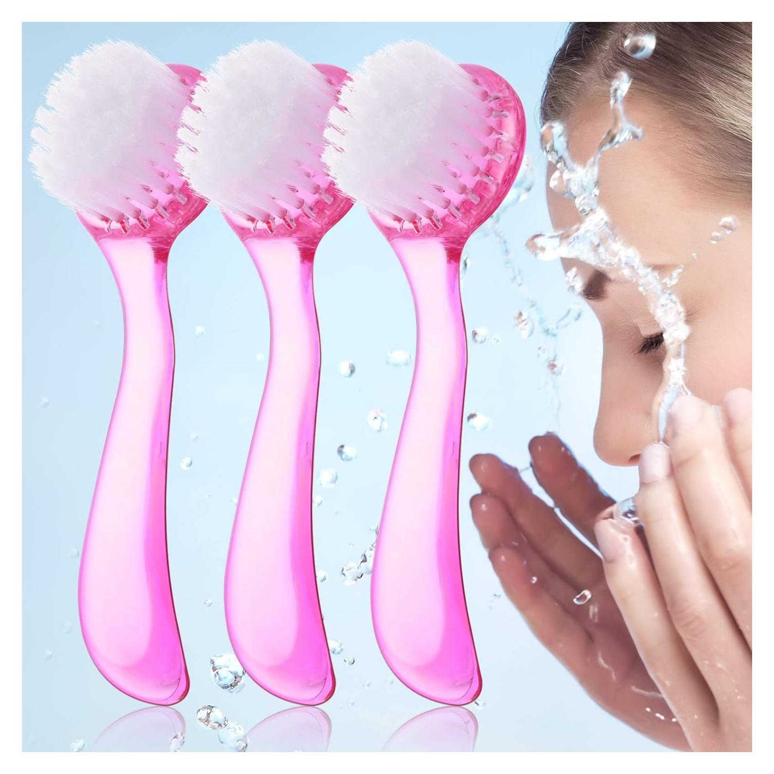 3 Cepillos Faciales Limpiadores Patelai Rosa Exfoliadores Suaves