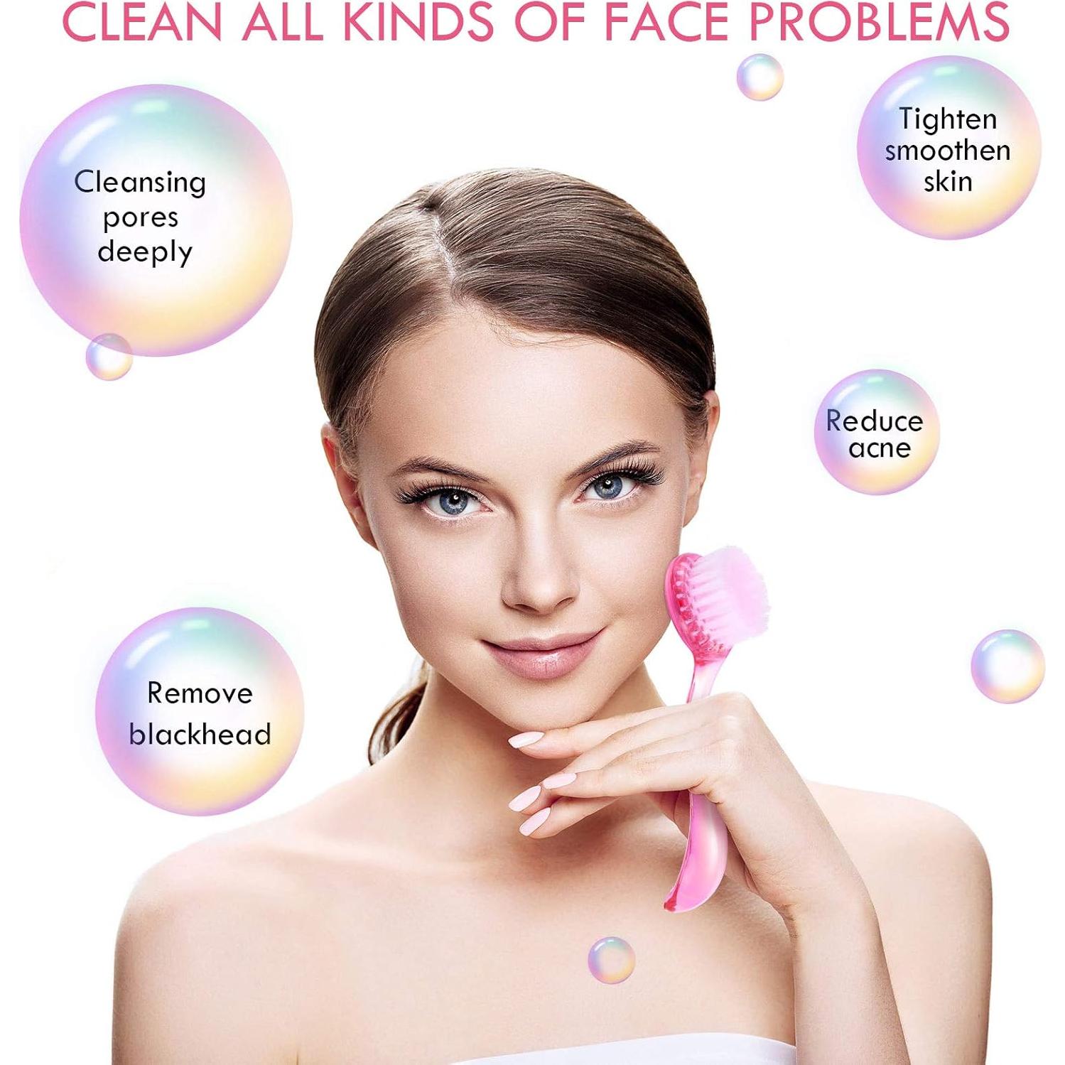 3 Cepillos Faciales Limpiadores Patelai Rosa Exfoliadores Suaves