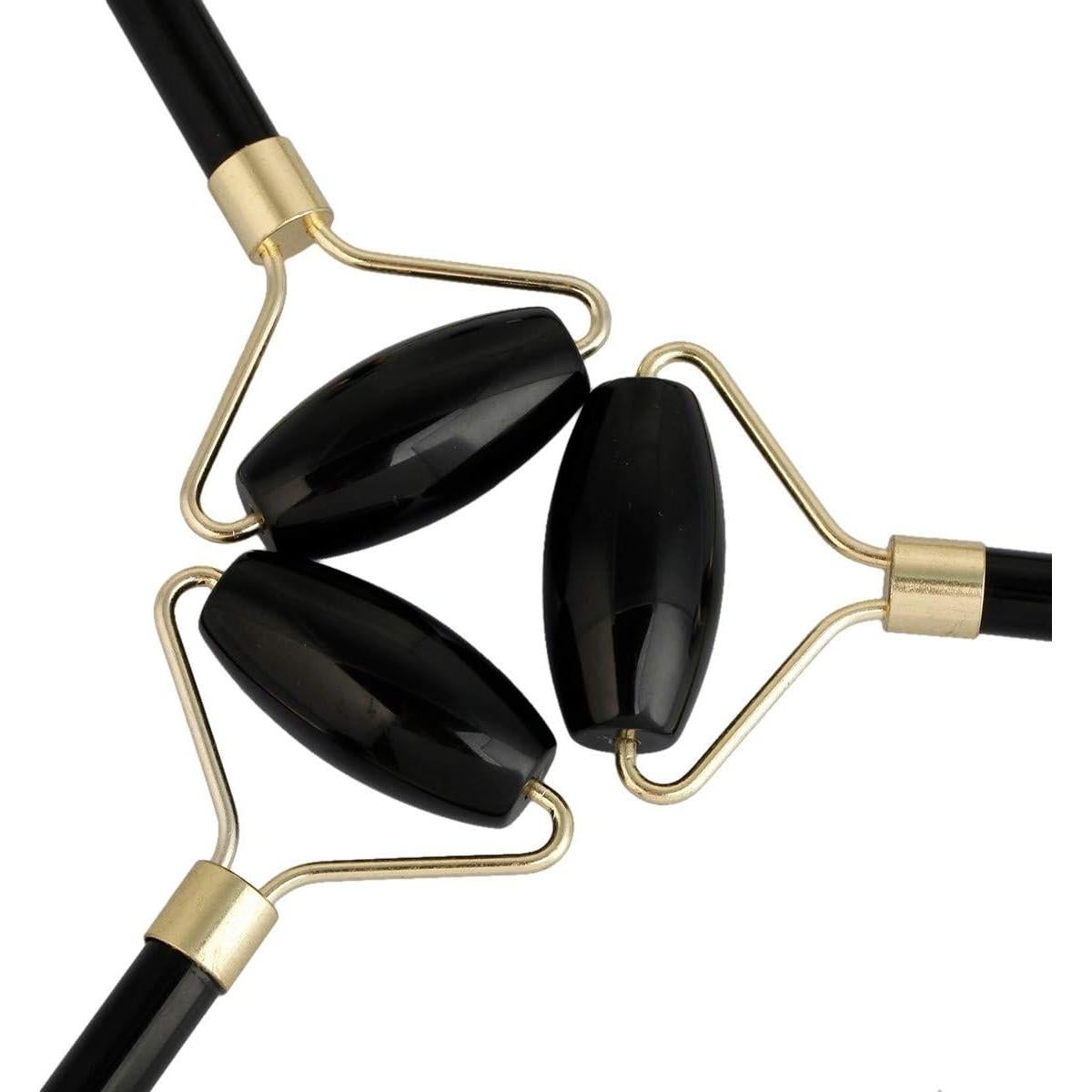 Rodillo de Masaje Doble Rockcloud de Obsidiana Negra 4 cm