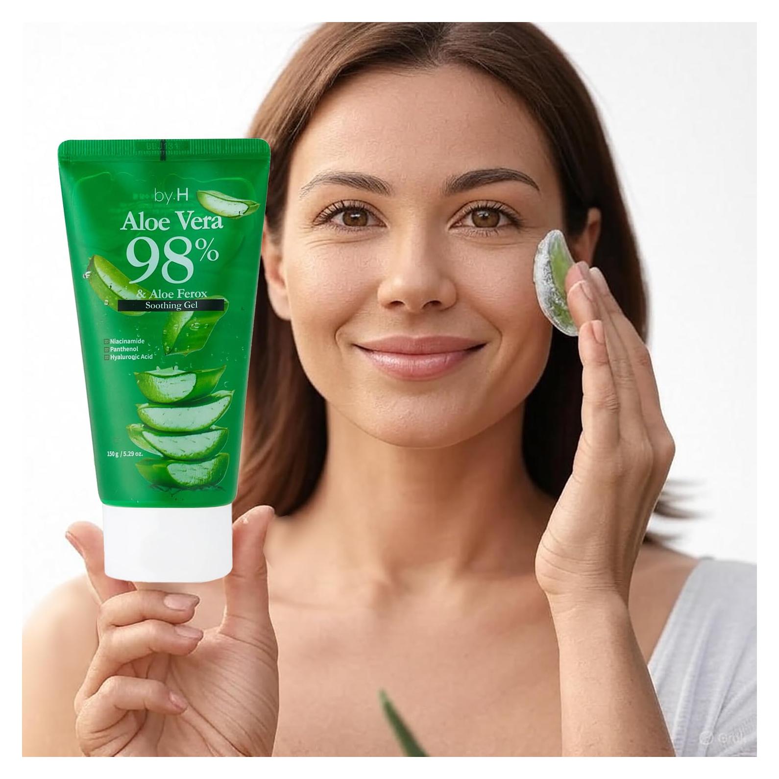 Gel de Aloe Vera Orgánico by.H 98% Puro - Hidratante Facial 168g