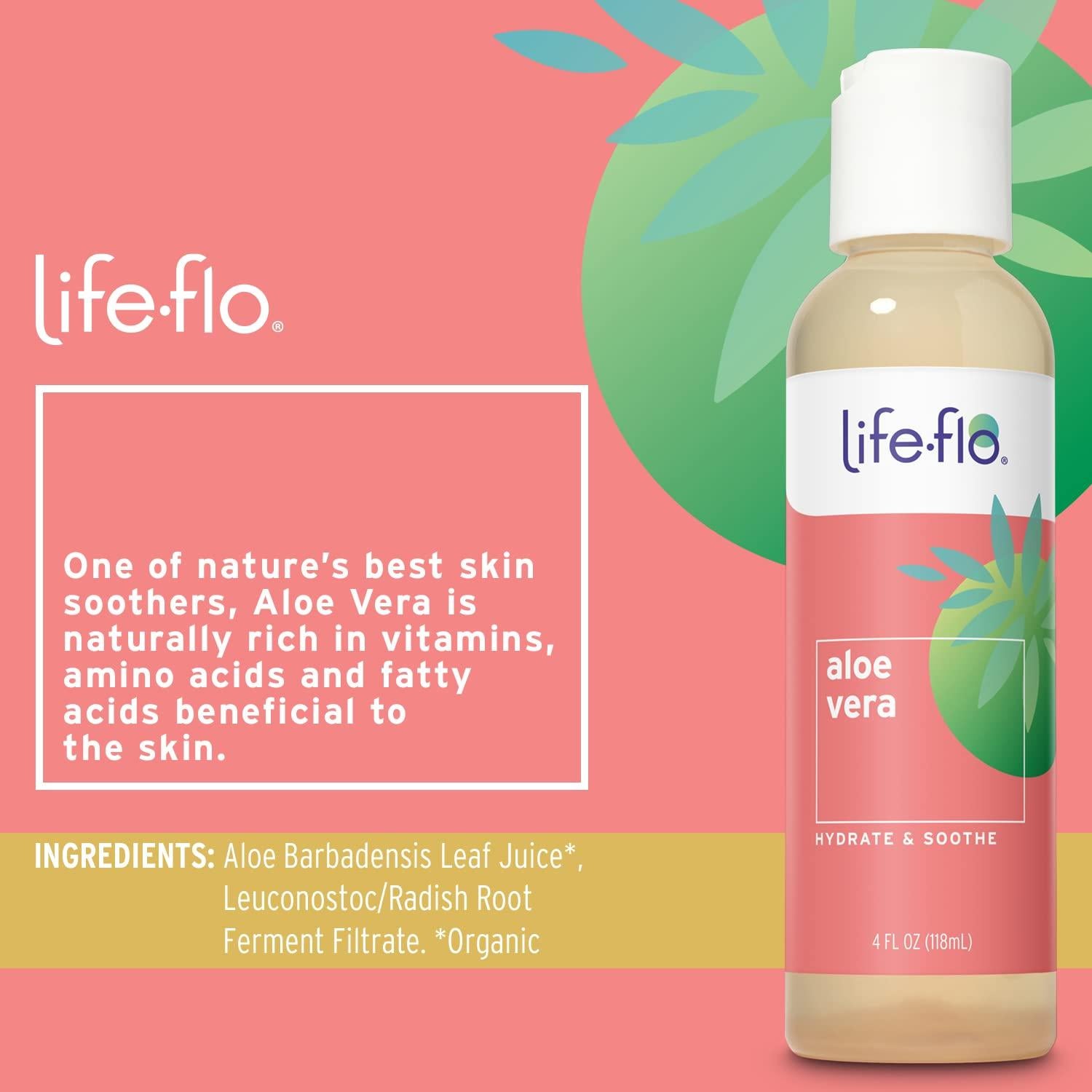 Gel de Aloe Vera Orgánico Life-Flo 118ml - Hidratante Suave
