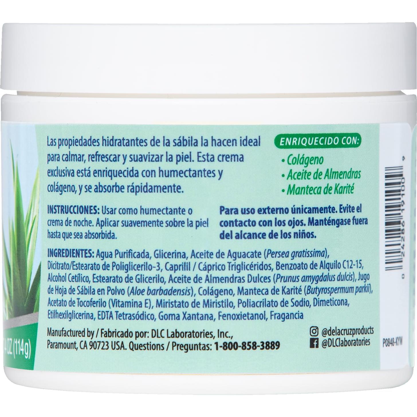Crema Hidratante Facial Aloe Vera De La Cruz 163g - Colágeno