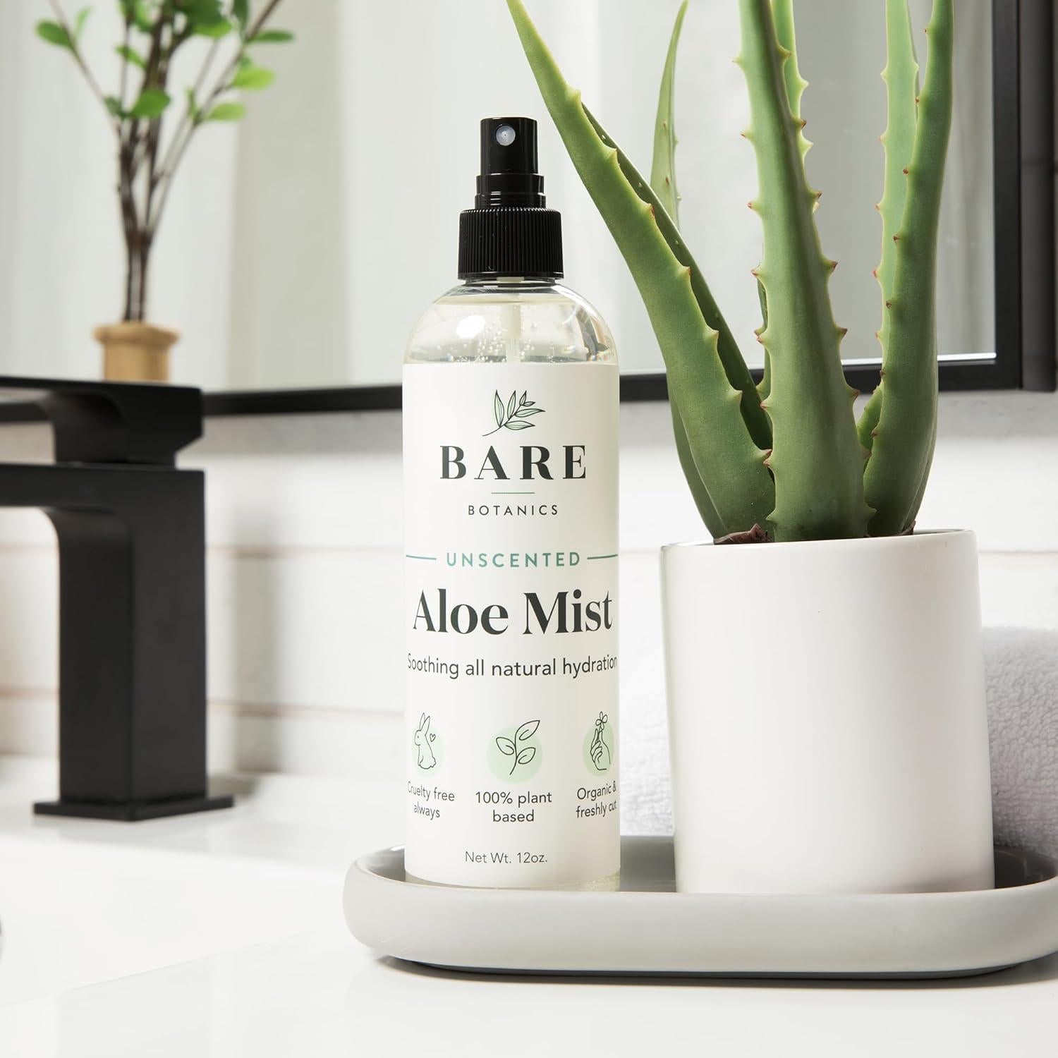 Spray Refrescante de Aloe Vera Bare Botanics 340 g - Hidratante Piel y Cabello