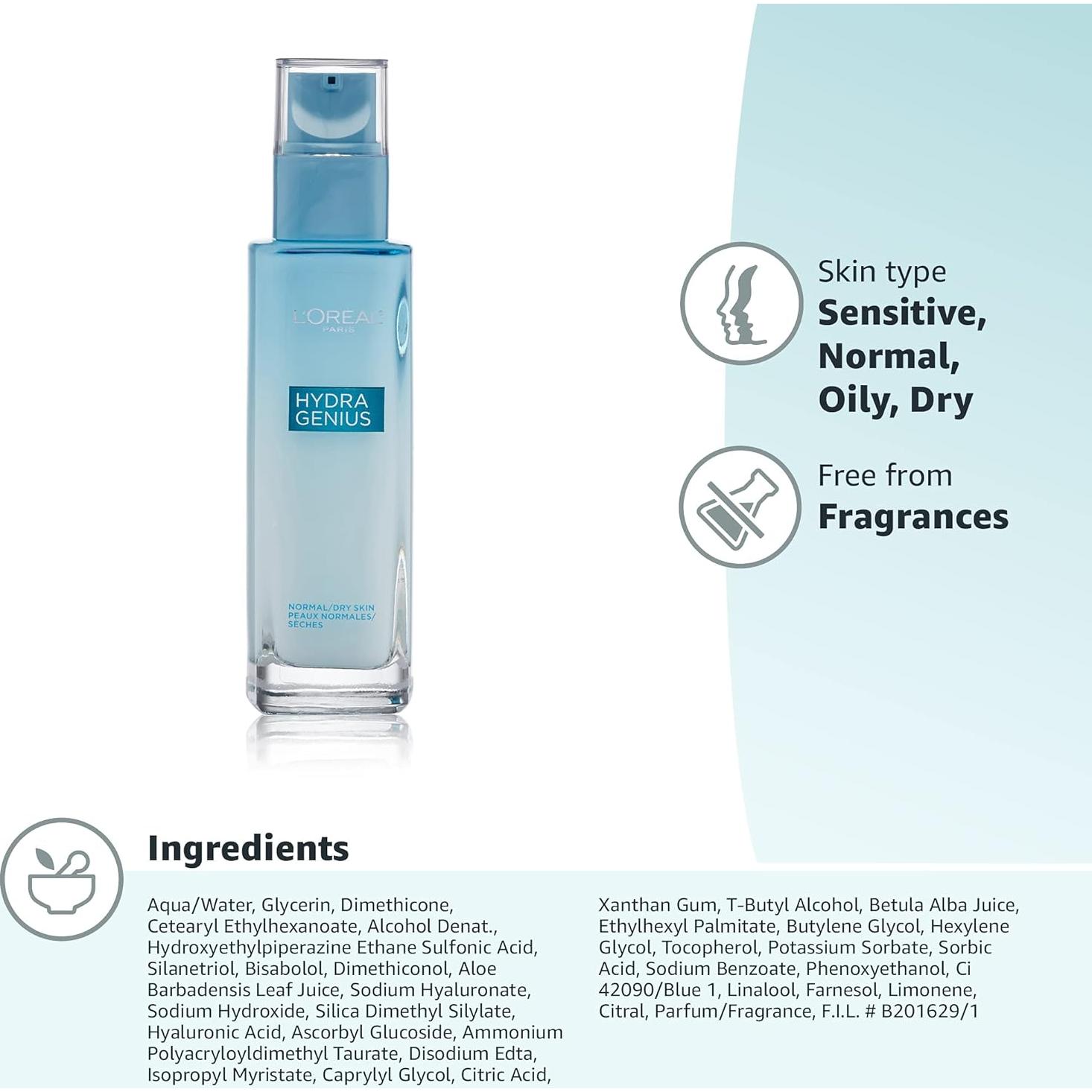 Hidratante Facial L'Oreal Paris Hydra Genius 90 ml - Piel Normal a Seca