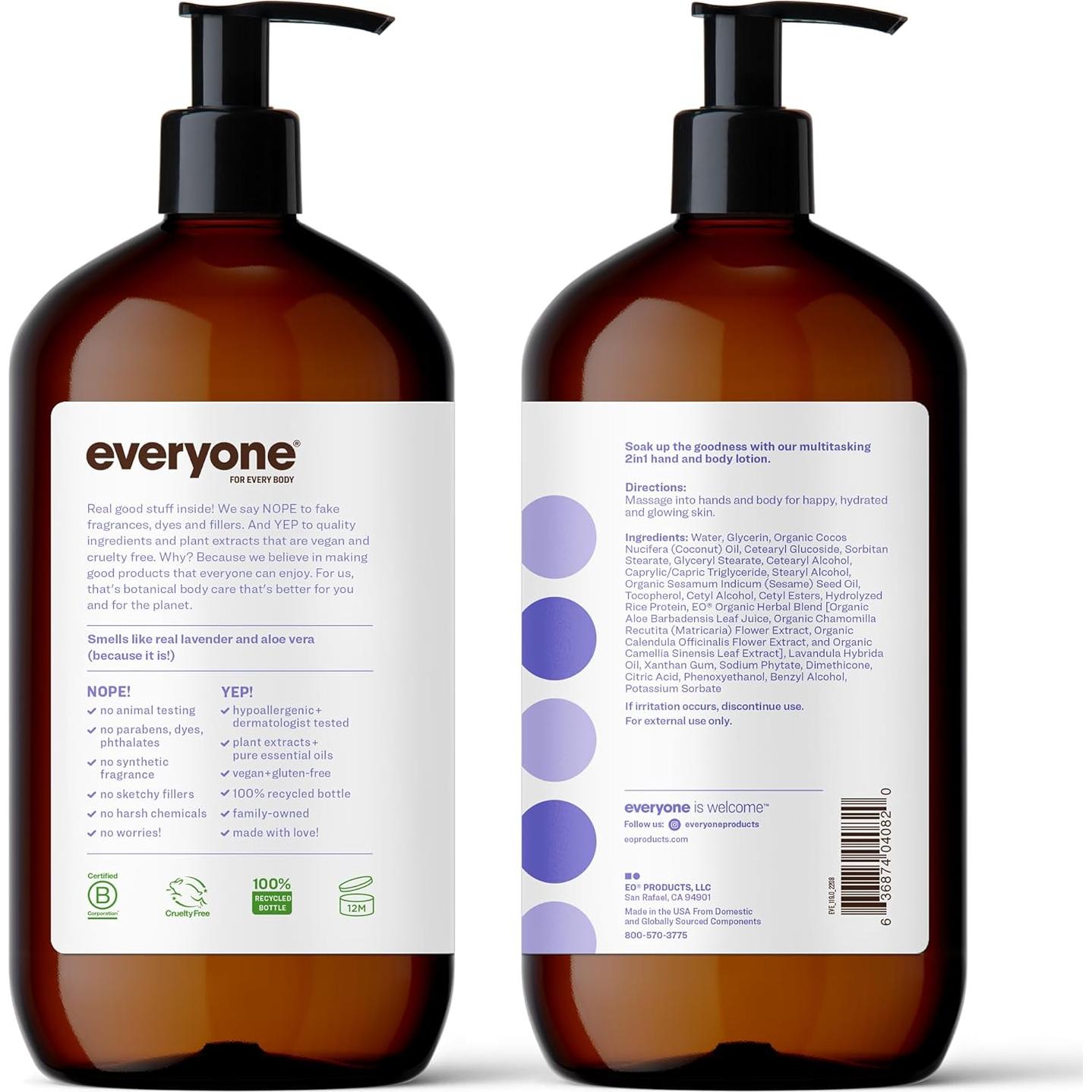 Loción Hidratante Everyone 2x32oz Lavanda y Aloe EWG