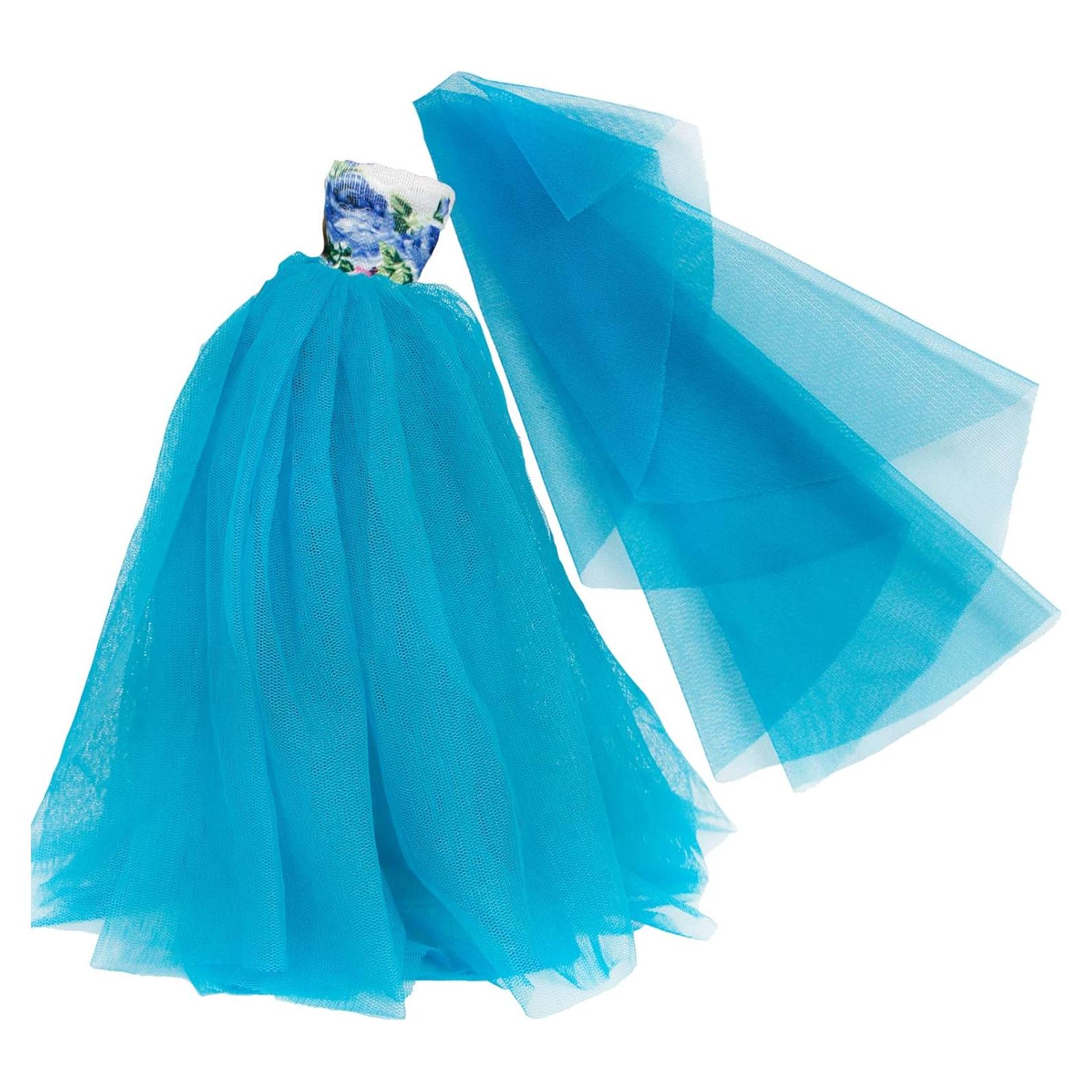 Vestido de Boda Azul BJDBUS para Muñeca 11.5 cm con Velo