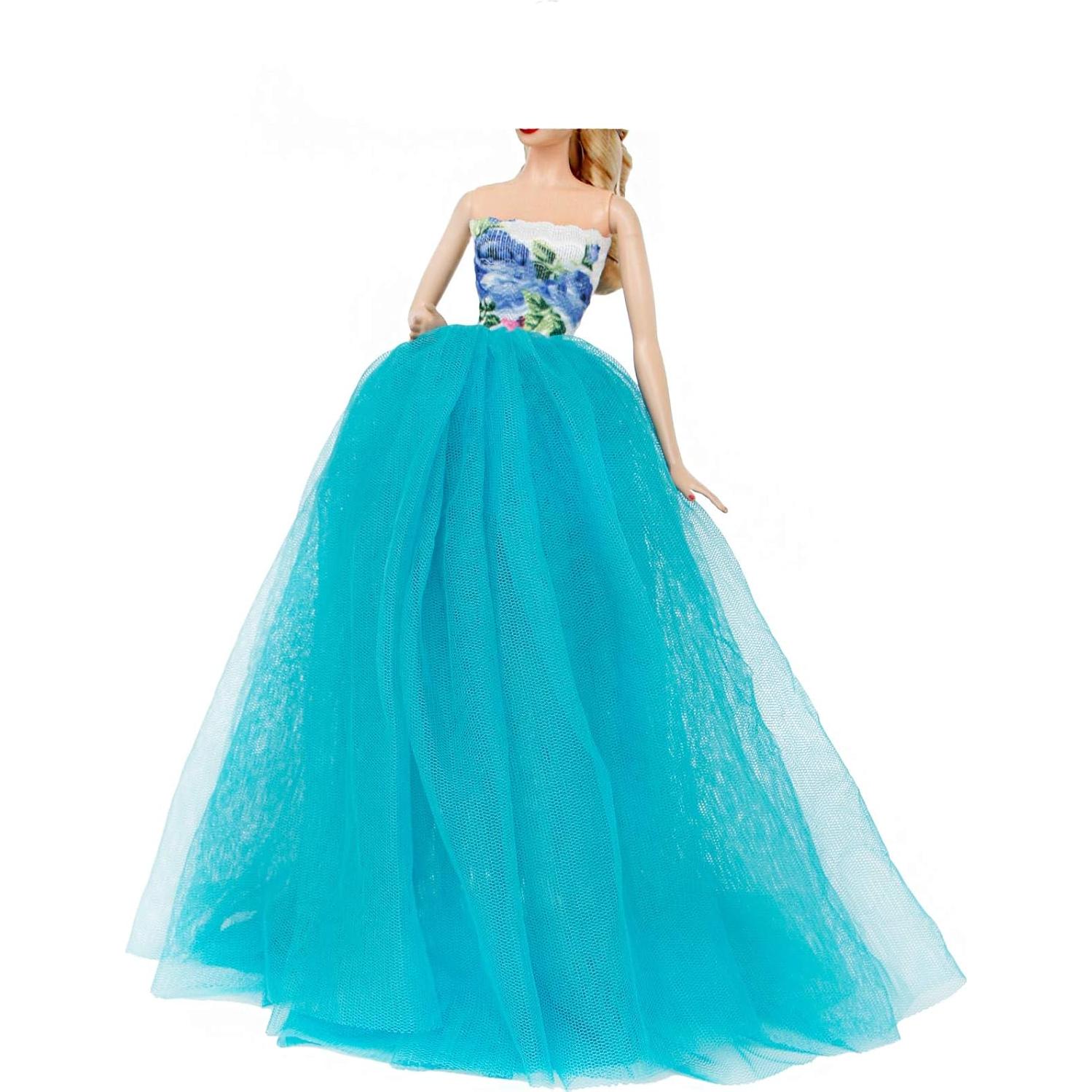 Vestido de Boda Azul BJDBUS para Muñeca 11.5 cm con Velo