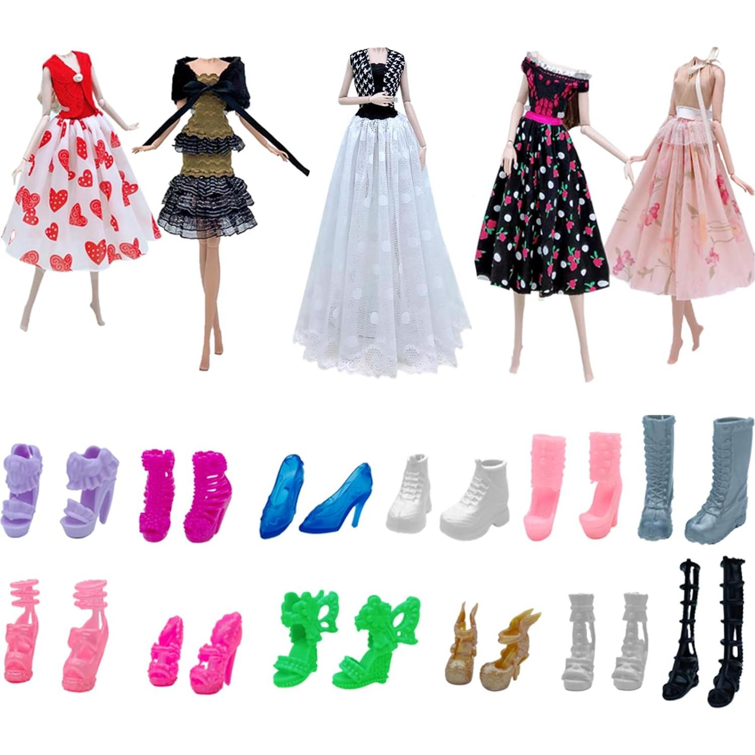 Ropa de Muñeca Apatsuki 5 Conjuntos + 12 Zapatos Aleatorios