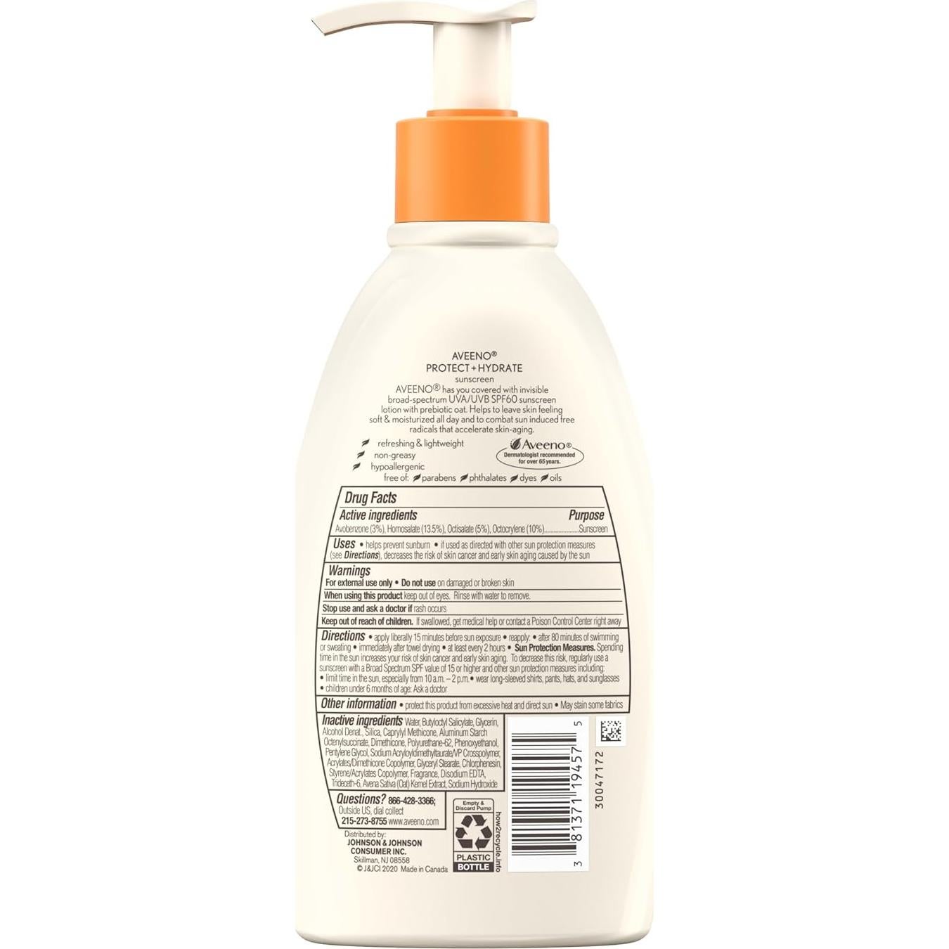Aveeno Proteger + Hidratar Loción Corporal SPF 60 354 ml