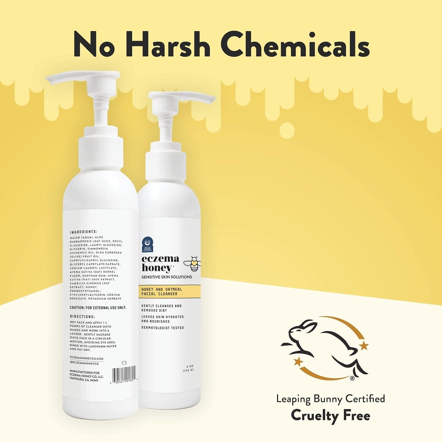 Limpiador Facial Natural Eczema Honey 170g - Jabón Suave para Piel Seca