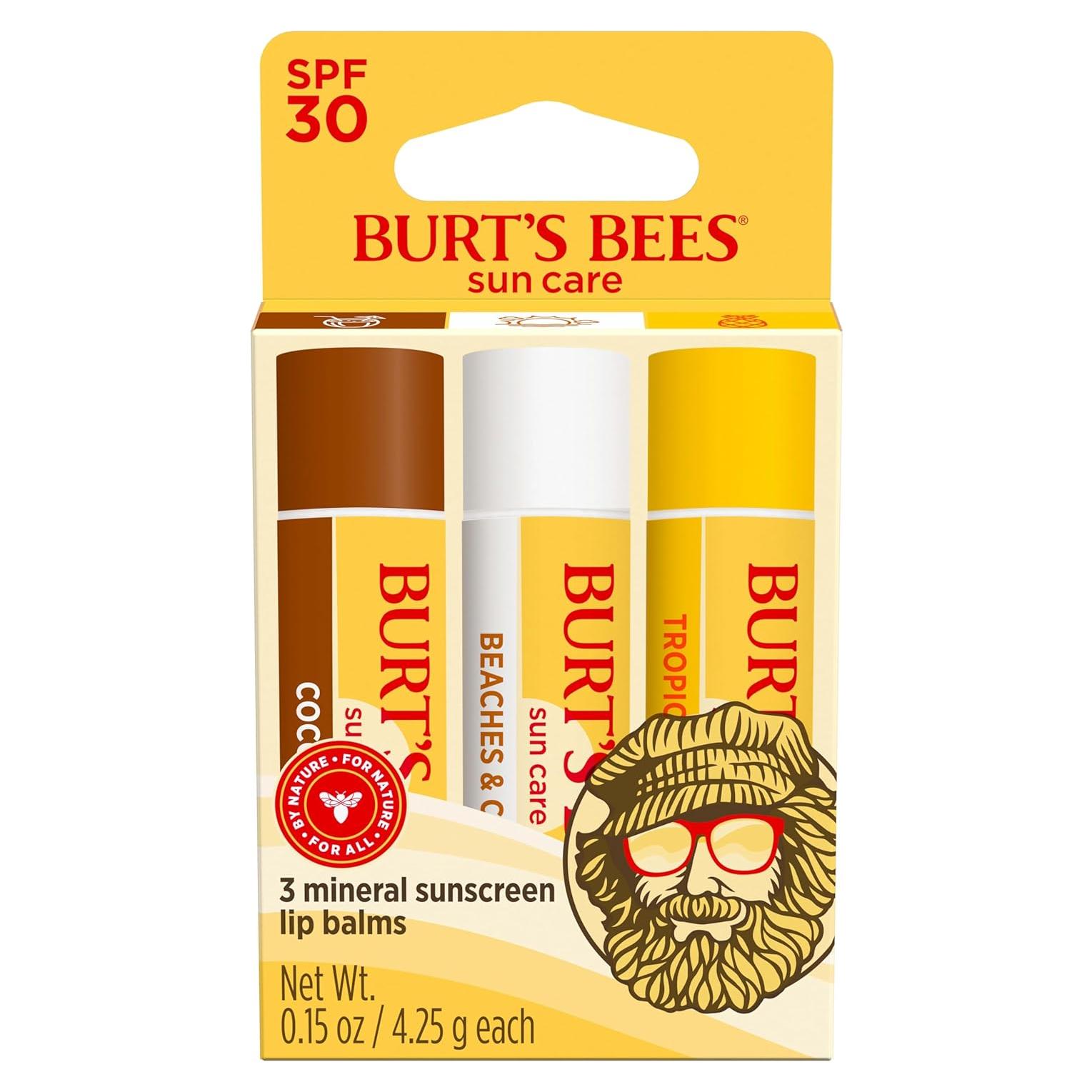 Bálsamo Labial Burt's Bees SPF 30 - Escapada a la Isla, 3 Tubos