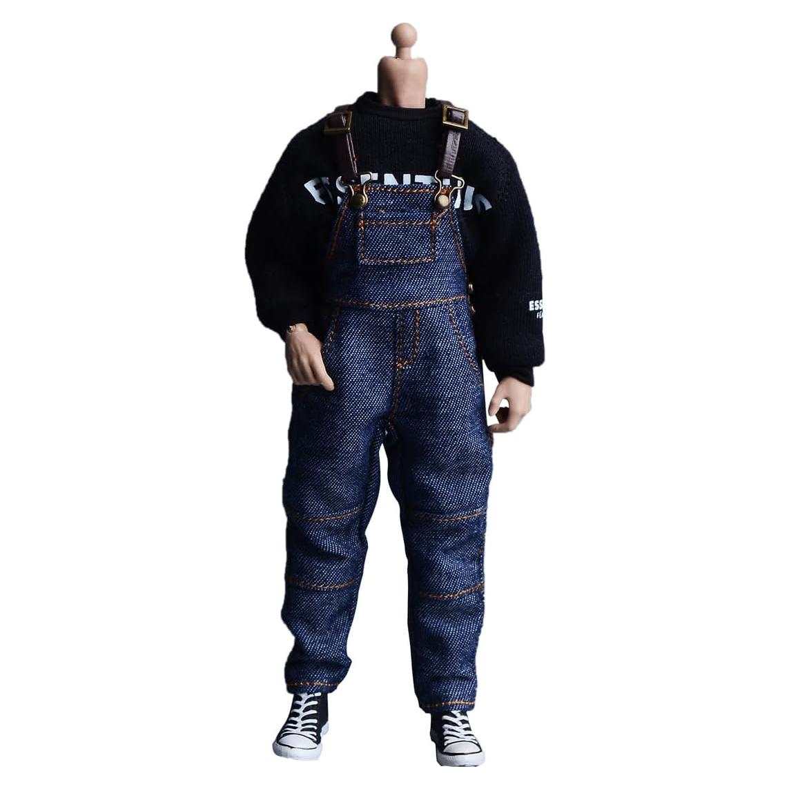 Pantalones de overoles de trabajo azul denim Meetoget 1/12