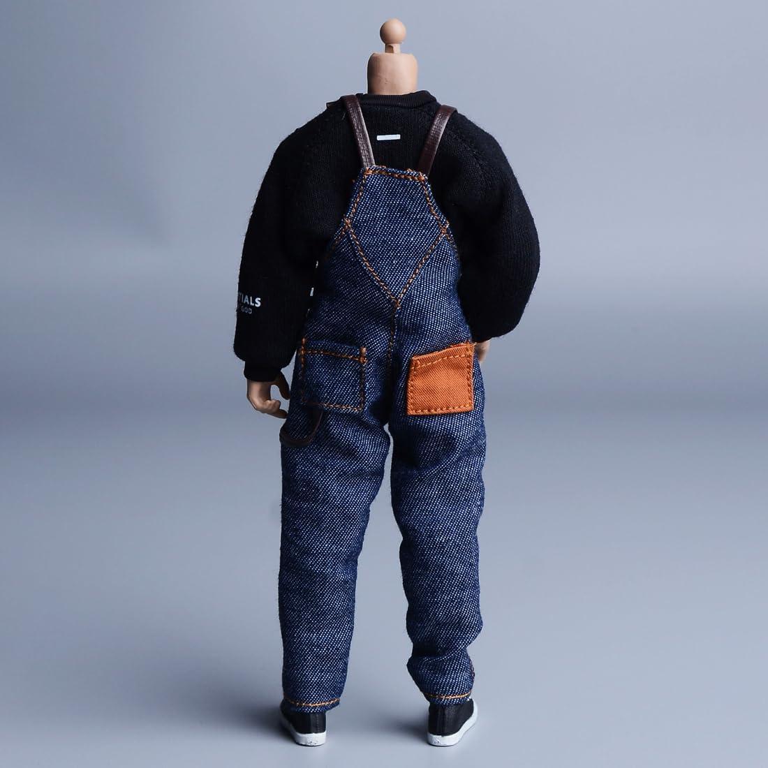 Pantalones de overoles de trabajo azul denim Meetoget 1/12