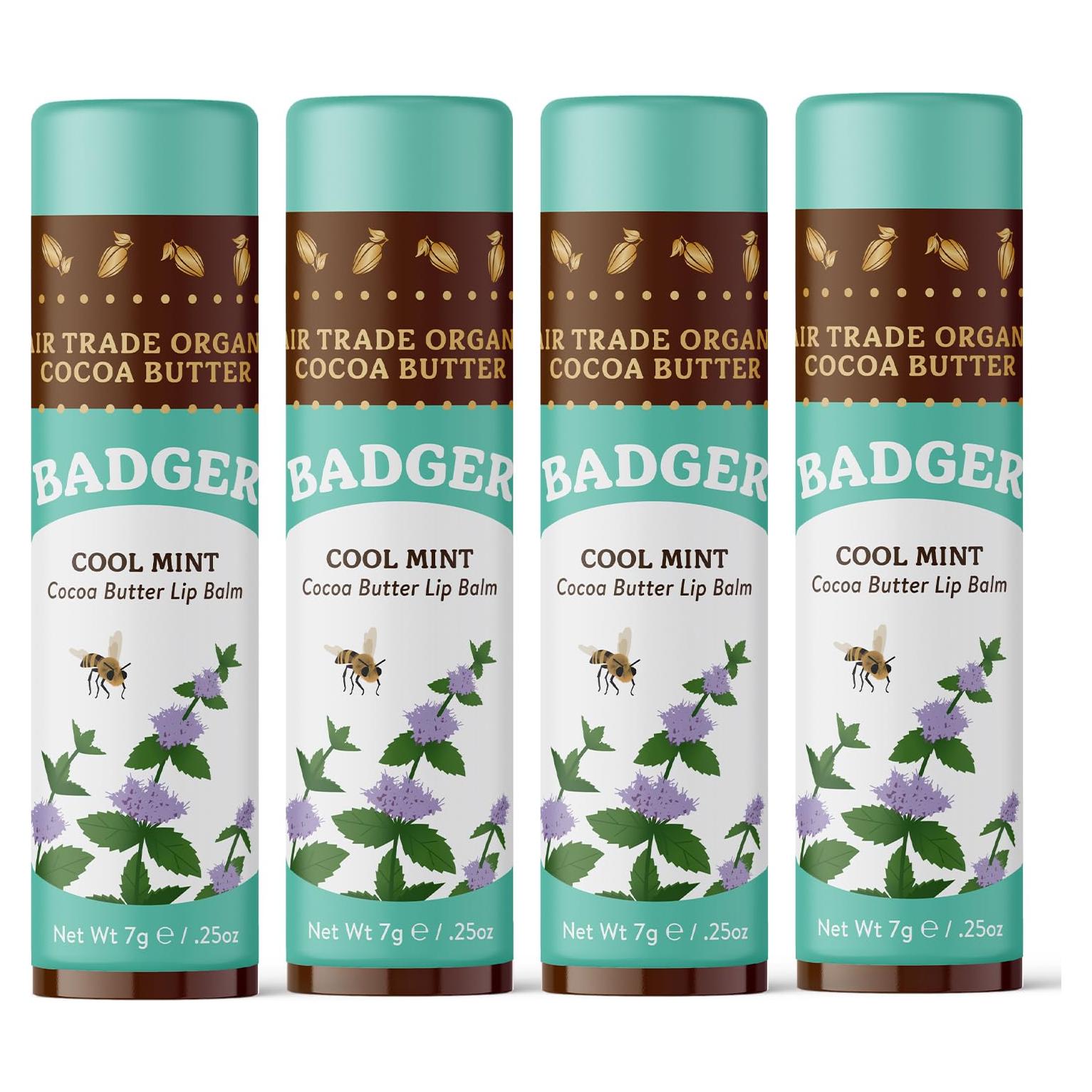 Bálsamo Labial Orgánico Badger Menta Fresca 4 Unidades