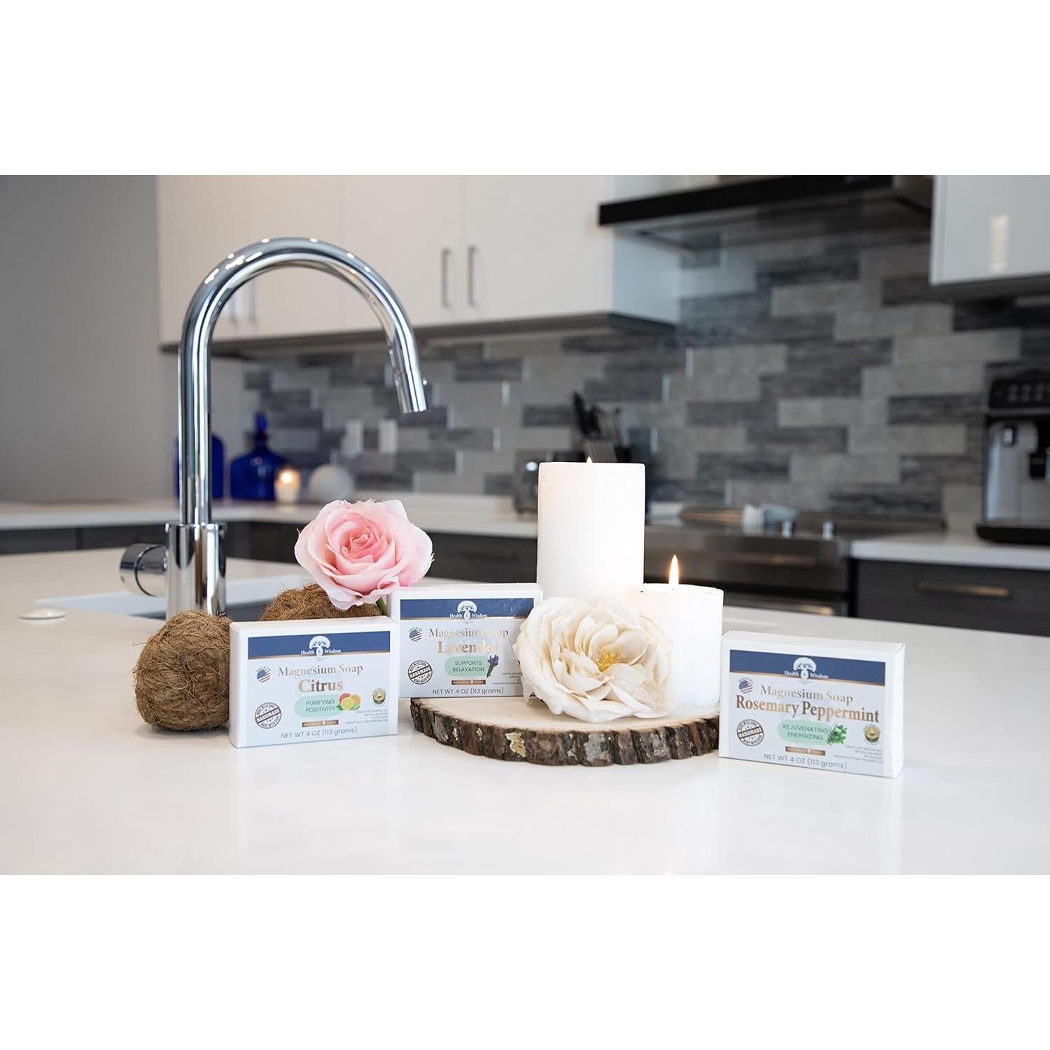 Jabón Natural de Magnesio Health and Wisdom - Romero y Menta 226.8 g