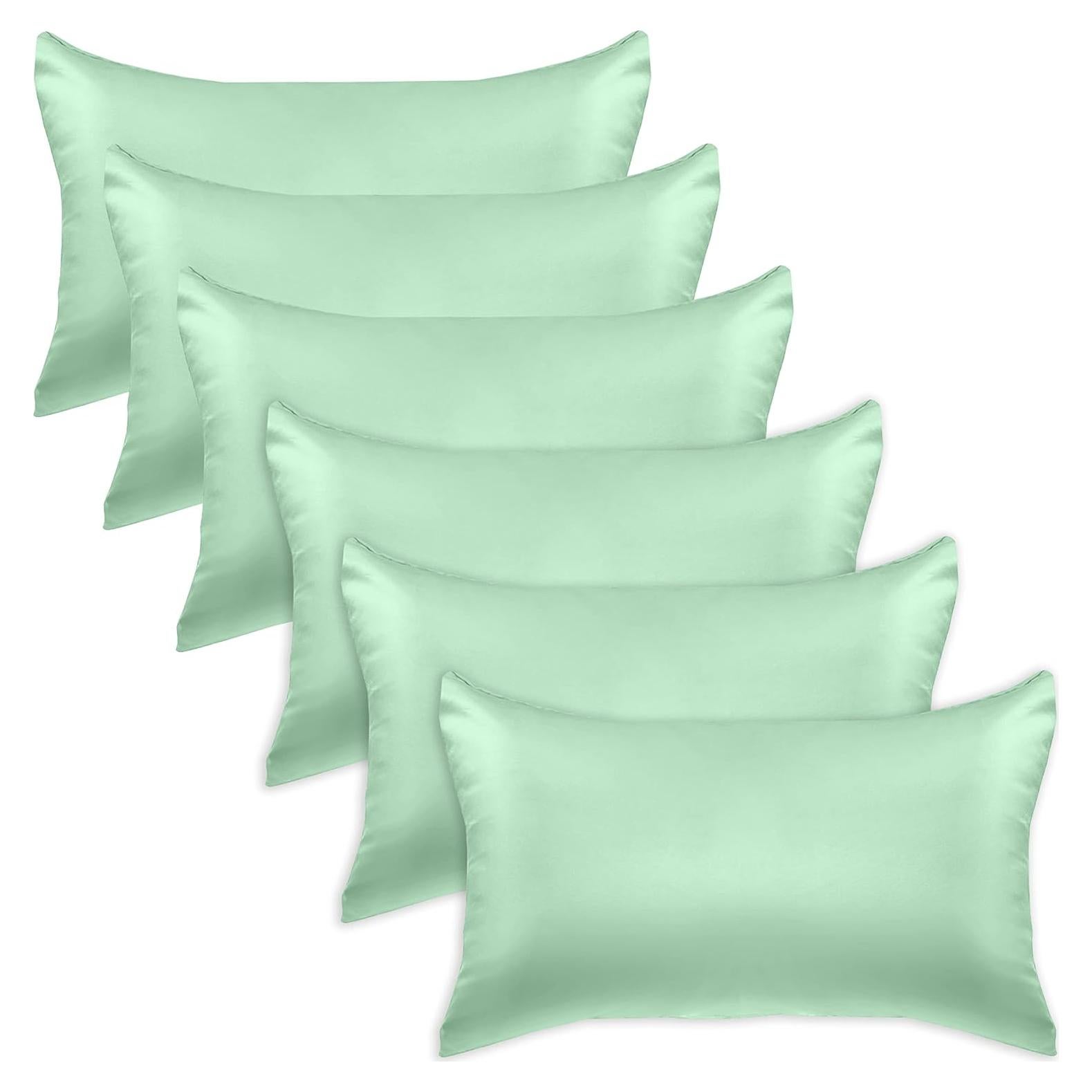 Conjunto de Fundas de Almohada de Satén Elegant Comfort 6 Piezas Verde Menta