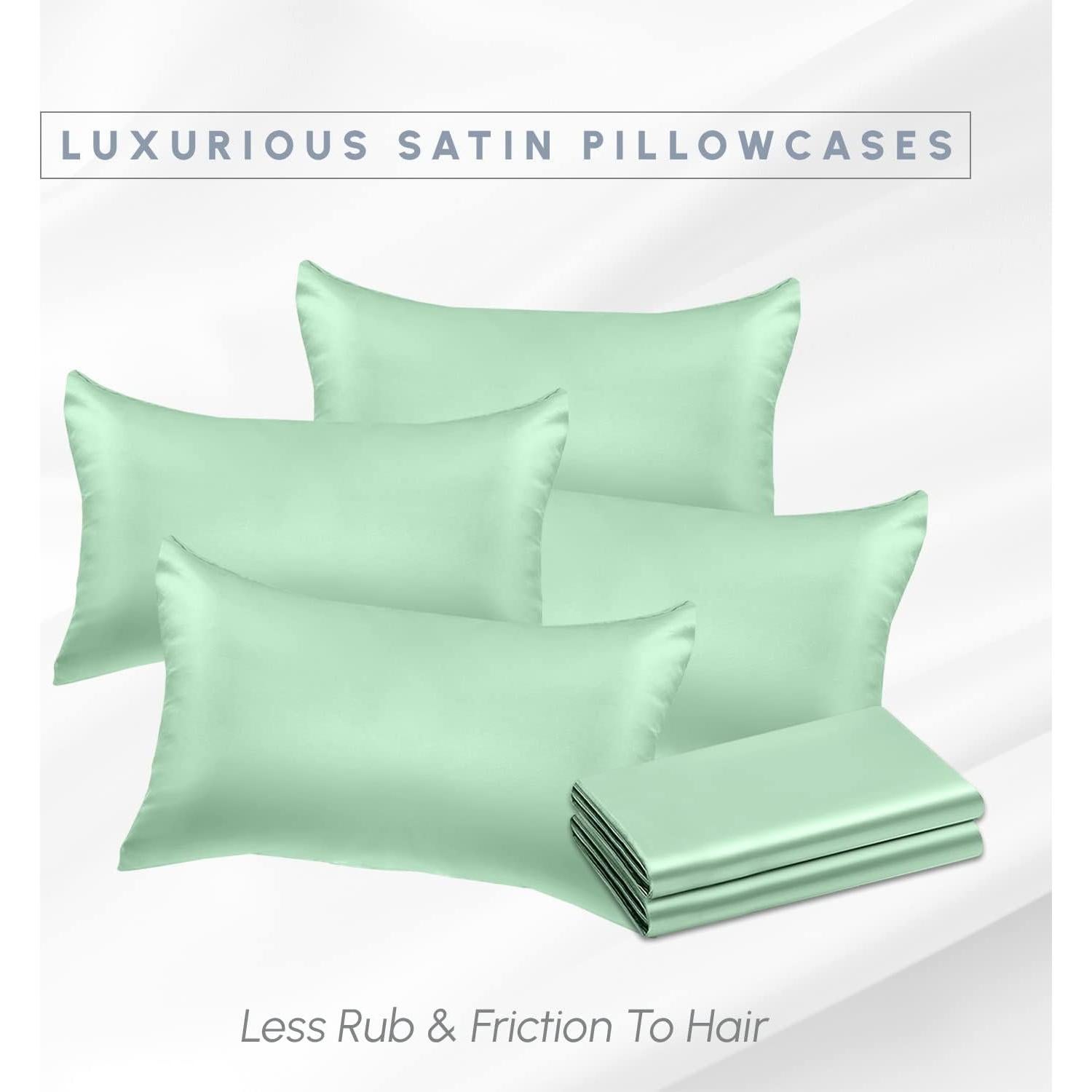 Conjunto de Fundas de Almohada de Satén Elegant Comfort 6 Piezas Verde Menta