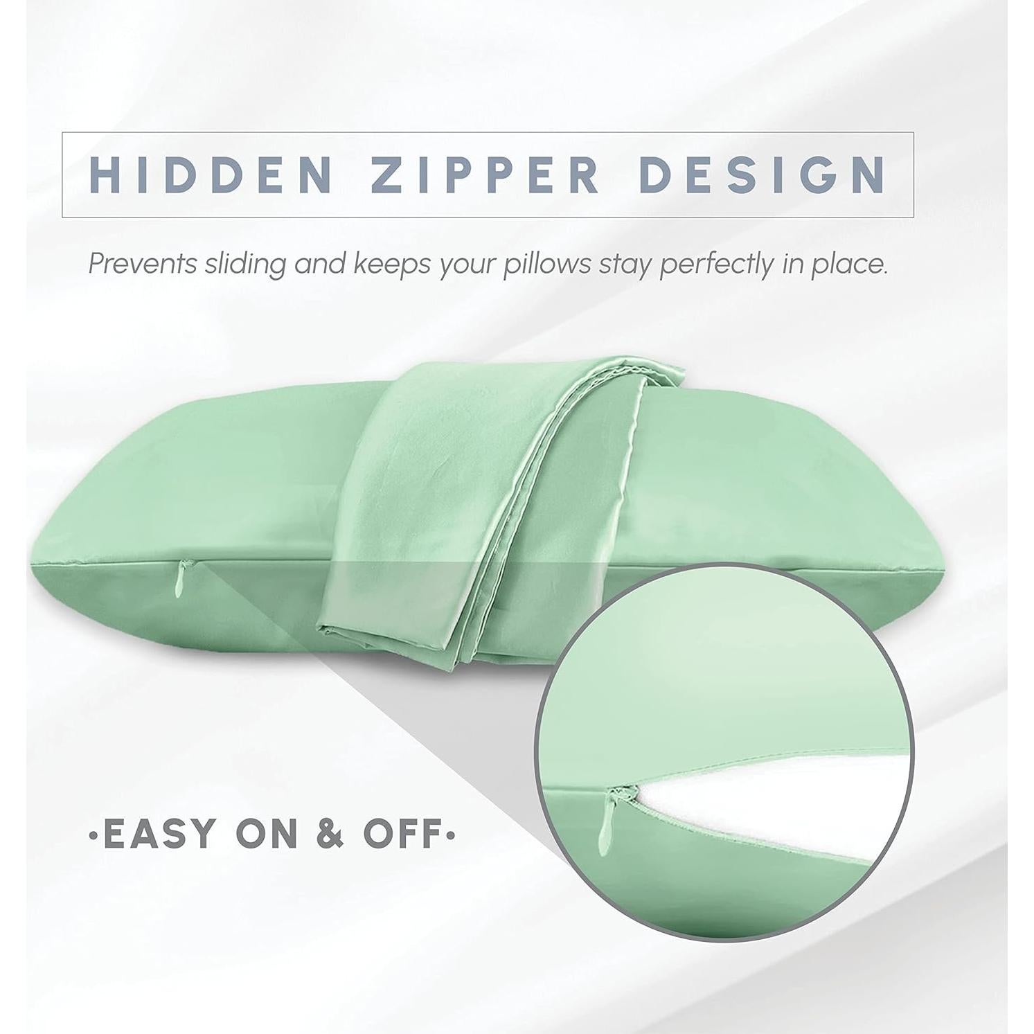 Conjunto de Fundas de Almohada de Satén Elegant Comfort 6 Piezas Verde Menta