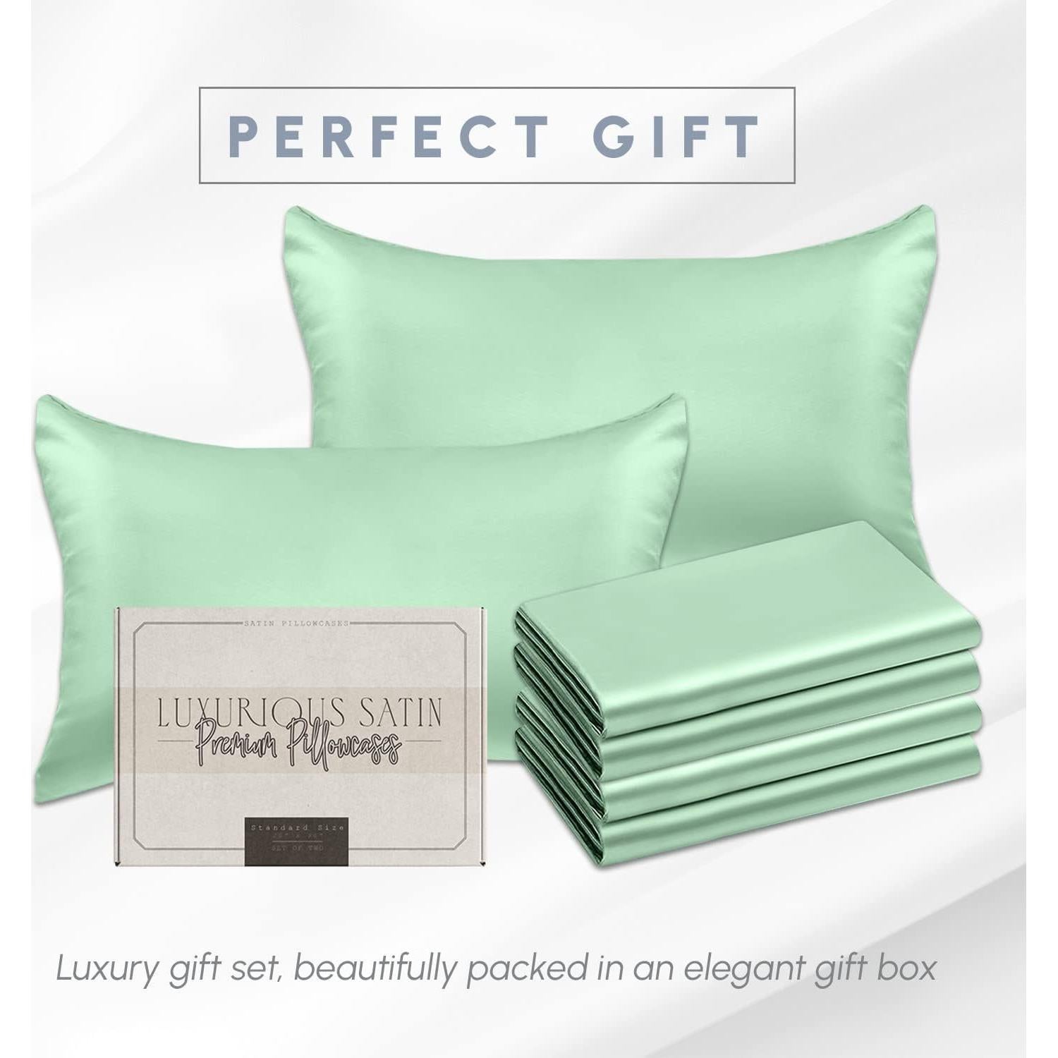 Conjunto de Fundas de Almohada de Satén Elegant Comfort 6 Piezas Verde Menta