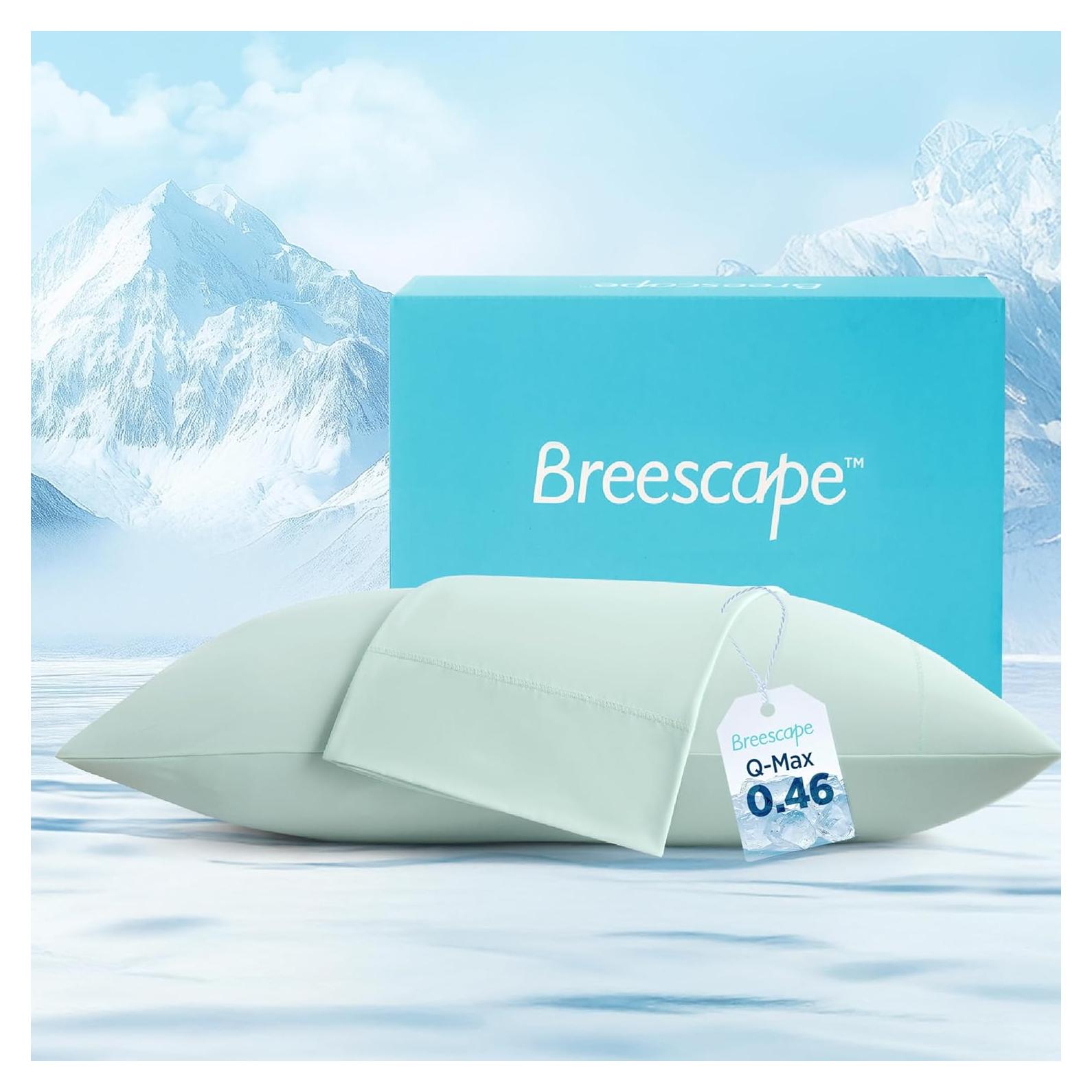 Funda de Almohada Refrigerante Breescape Estándar/Reina - Juego de 2, 50.8x76.2 cm, Verde Menta