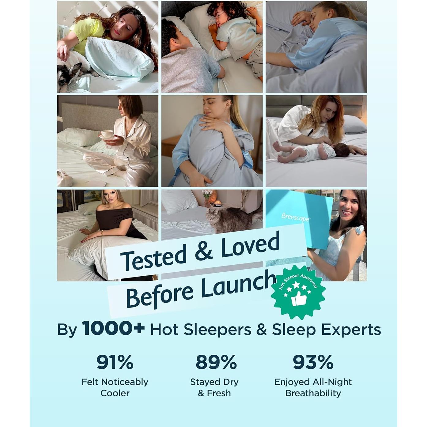 Funda de Almohada Refrigerante Breescape Estándar/Reina - Juego de 2, 50.8x76.2 cm, Verde Menta